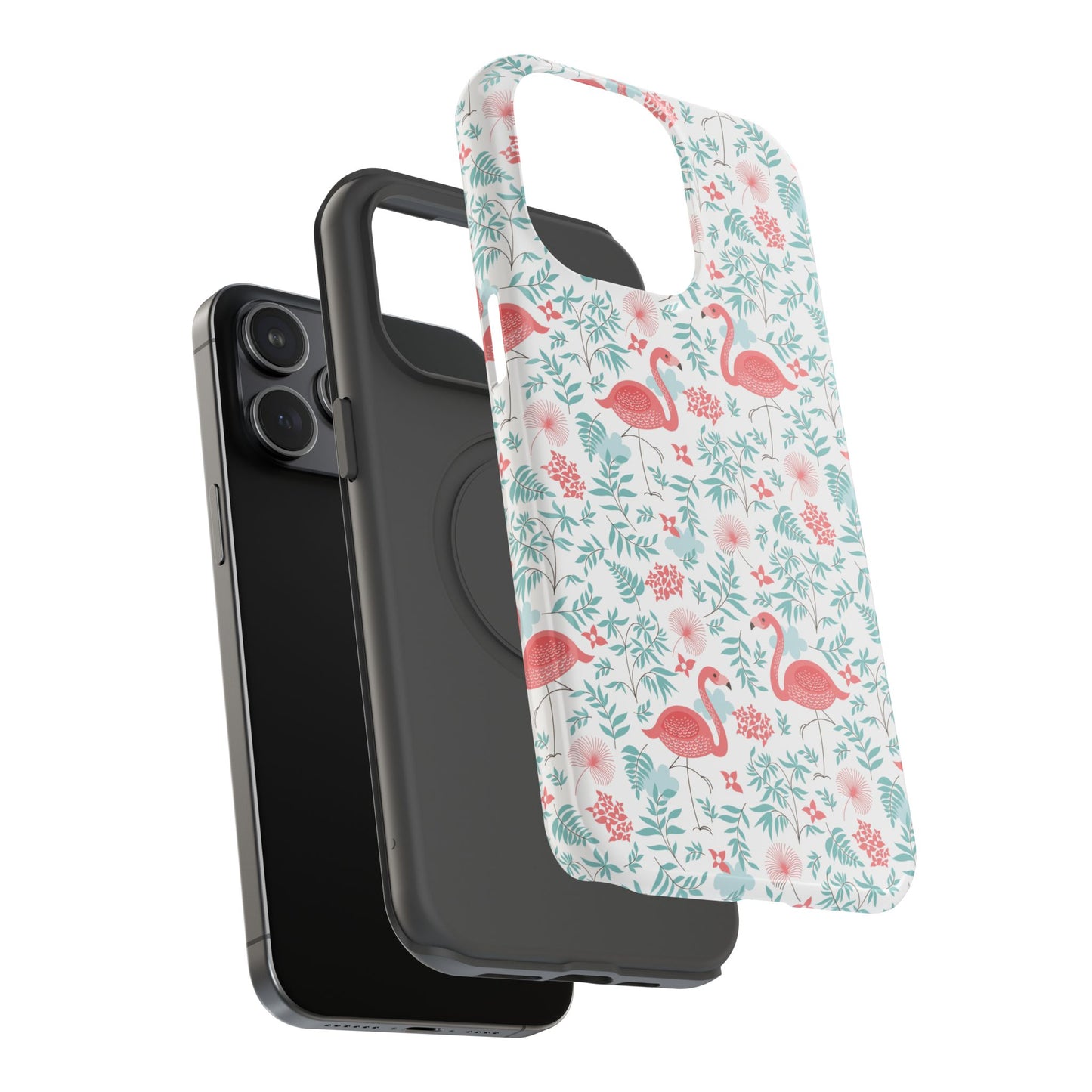 Flamingo Floral Impact Phone Case — Shockproof Protective Cover with Pink Flamingo & Botanical Pattern