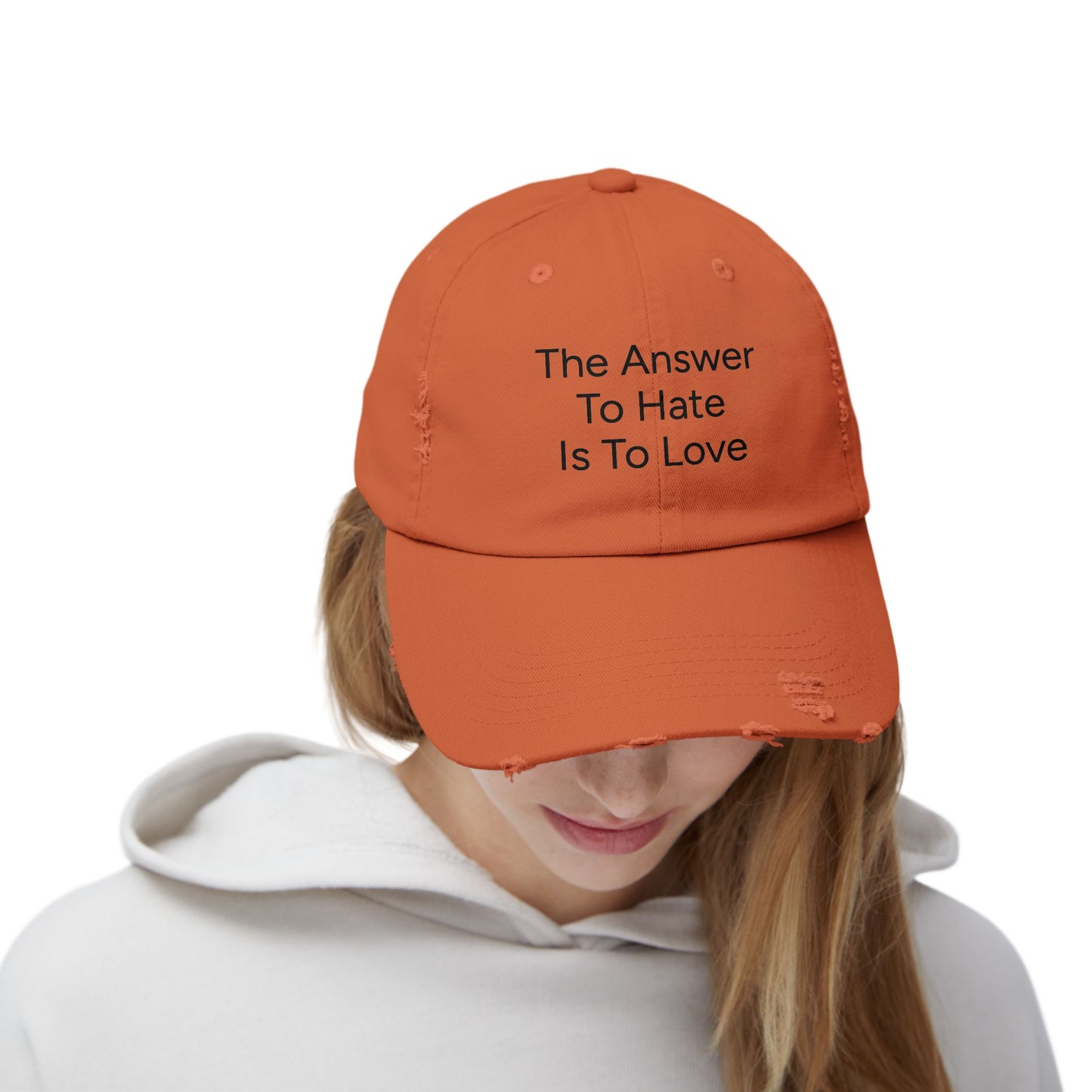Distressed Cap - The Answer To Hate Is To Love