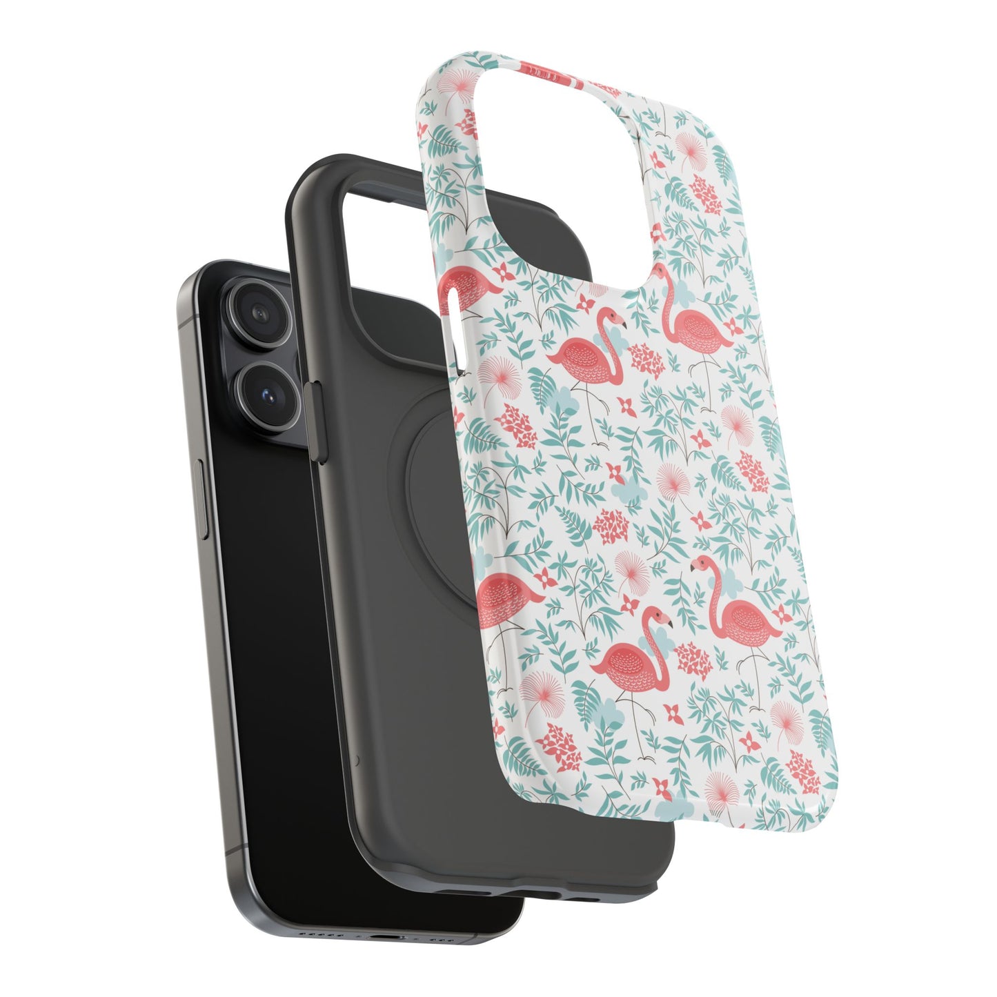Flamingo Floral Impact Phone Case — Shockproof Protective Cover with Pink Flamingo & Botanical Pattern