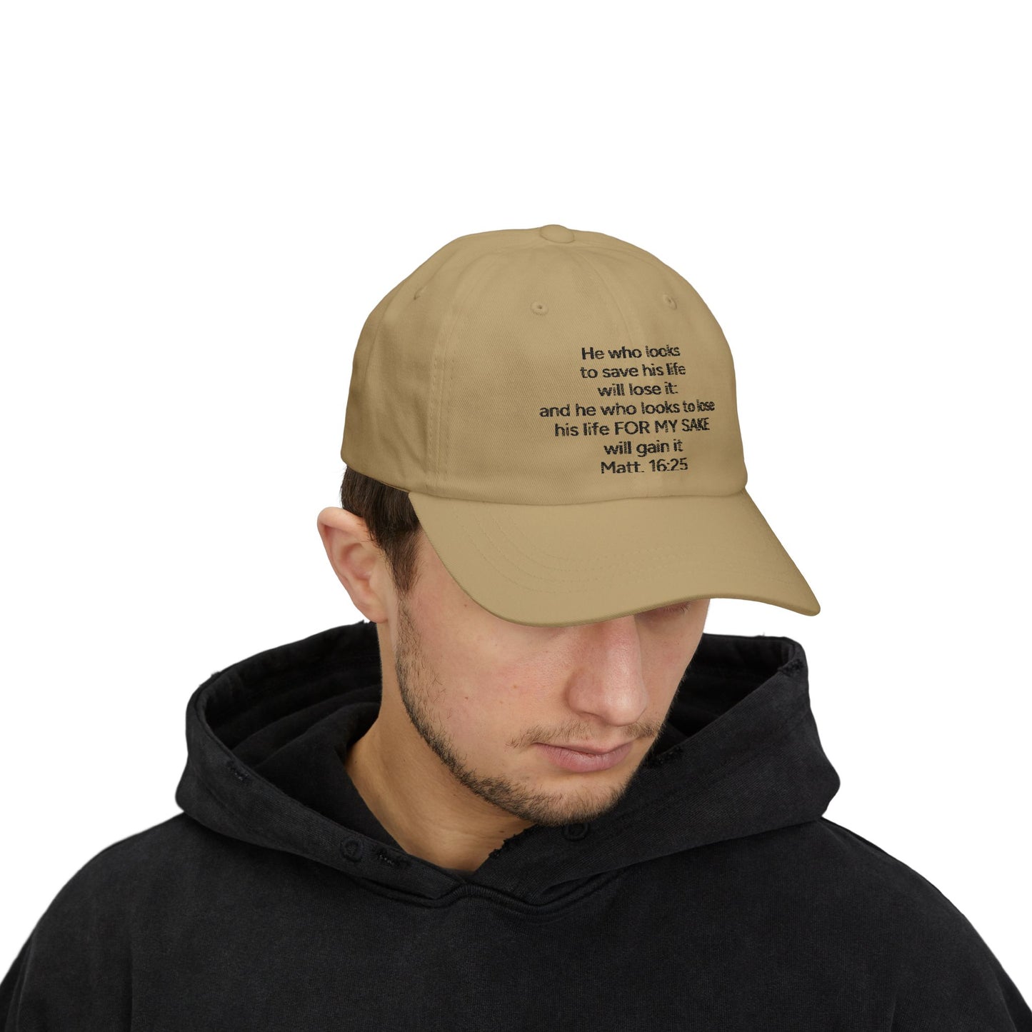 Christian Dad Cap – Matthew 16:25 Embroidered Baseball Hat