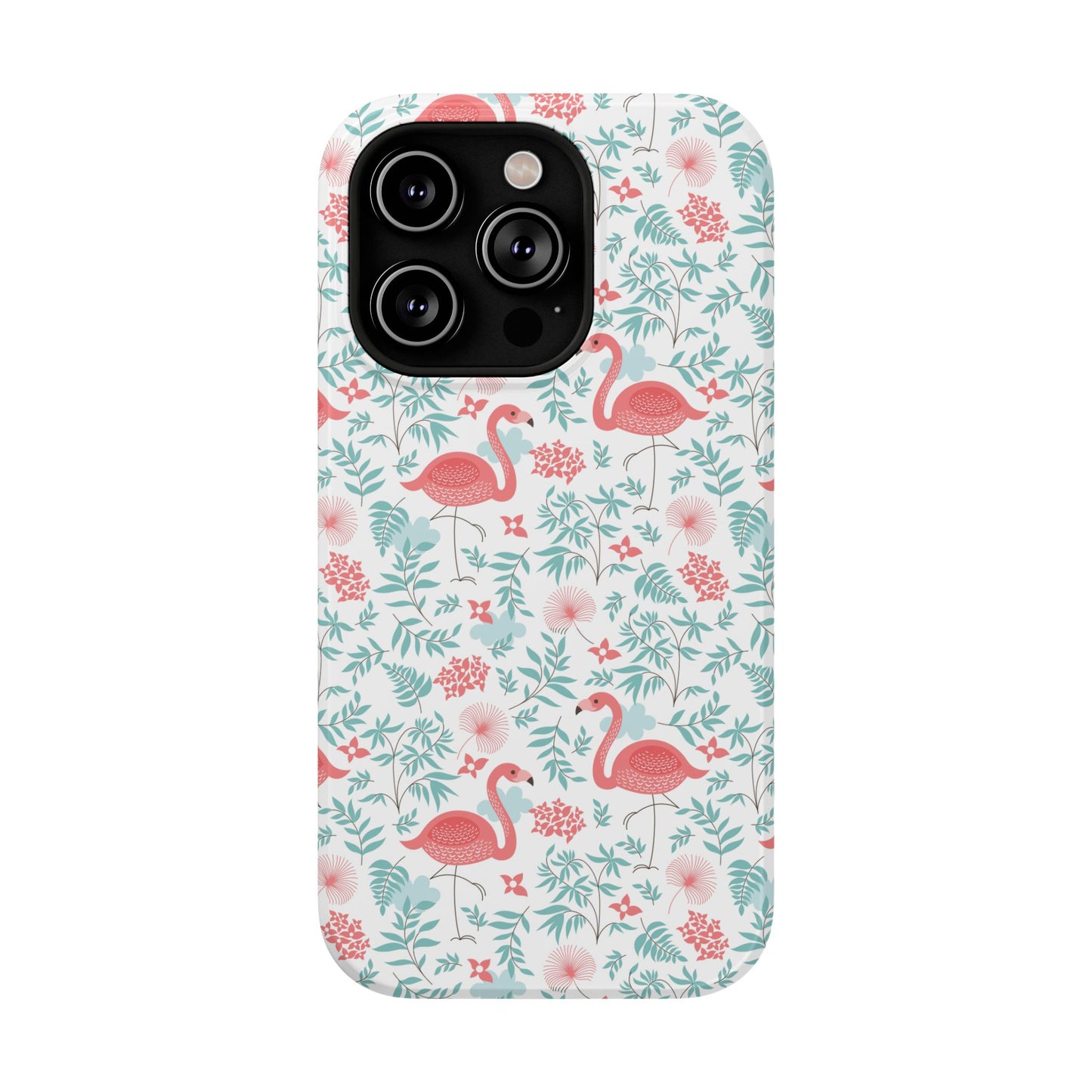 Flamingo Floral Impact Phone Case — Shockproof Protective Cover with Pink Flamingo & Botanical Pattern