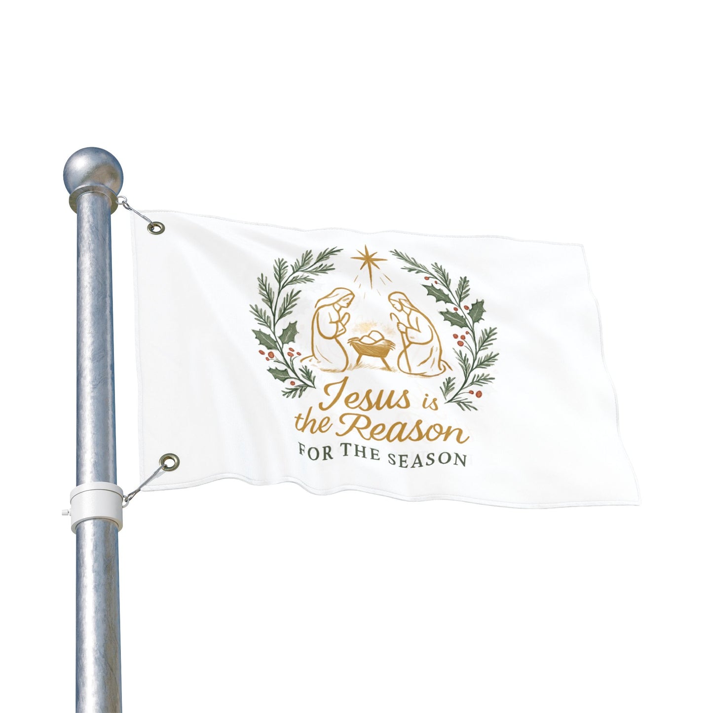 Double-Sided Flag — "Jesus Is the Reason for the Season" Nativity Christmas Flag