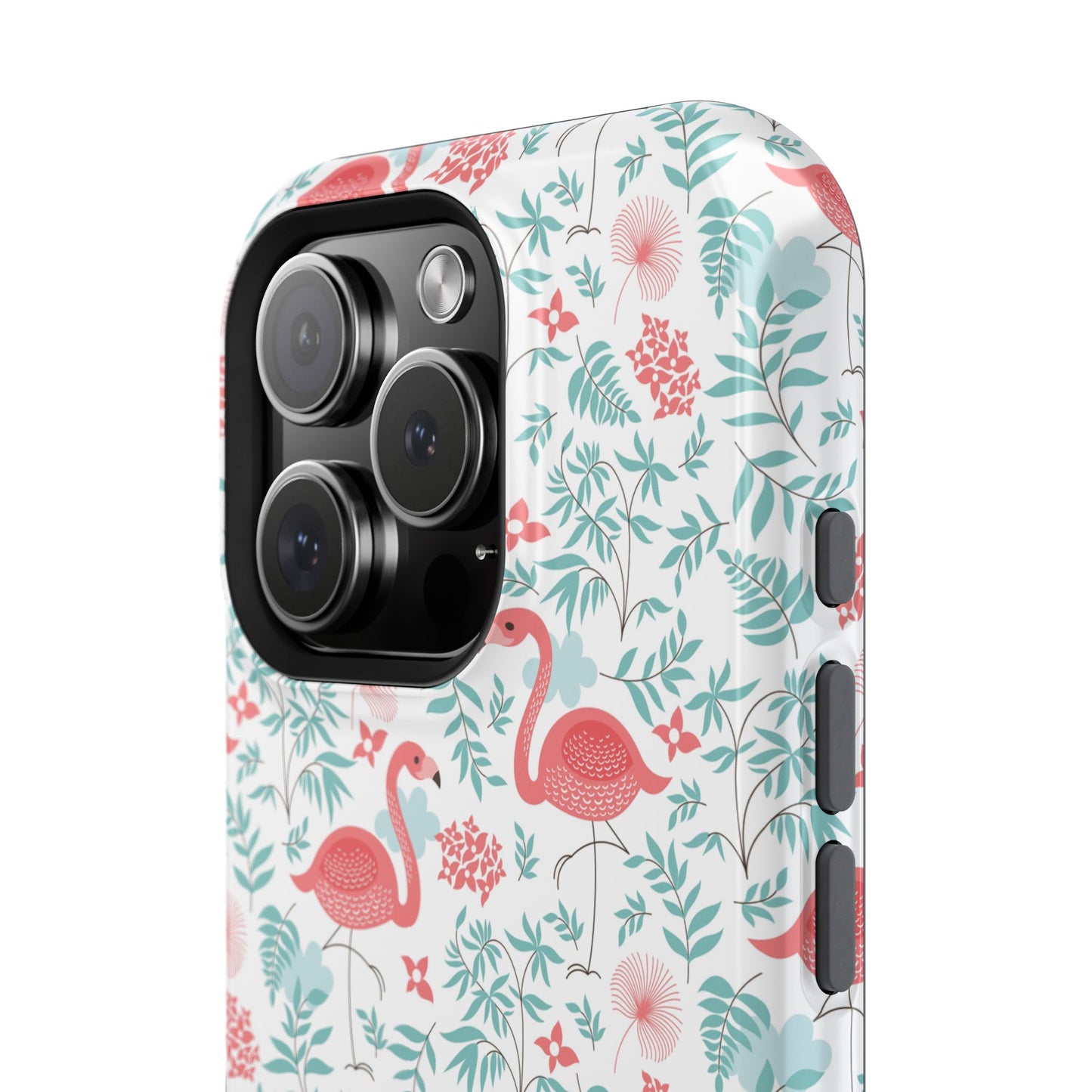 Flamingo Floral Impact Phone Case — Shockproof Protective Cover with Pink Flamingo & Botanical Pattern