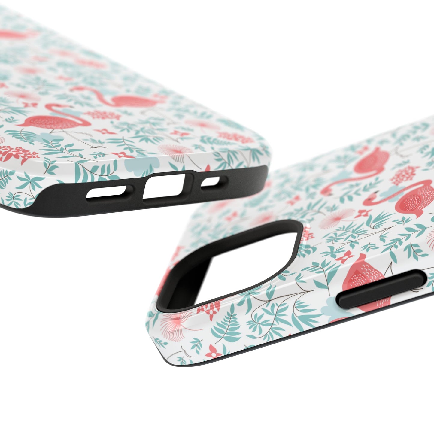 Flamingo Floral Impact Phone Case — Shockproof Protective Cover with Pink Flamingo & Botanical Pattern