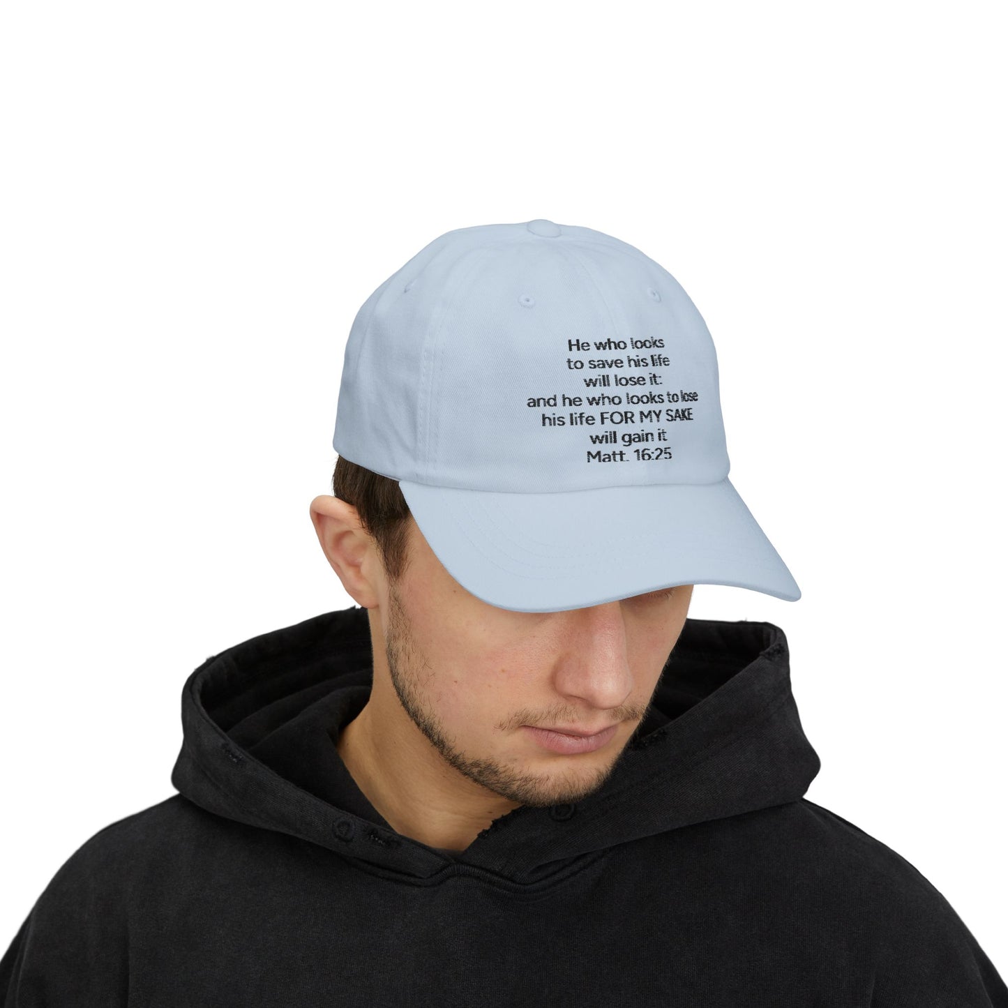 Christian Dad Cap – Matthew 16:25 Embroidered Baseball Hat