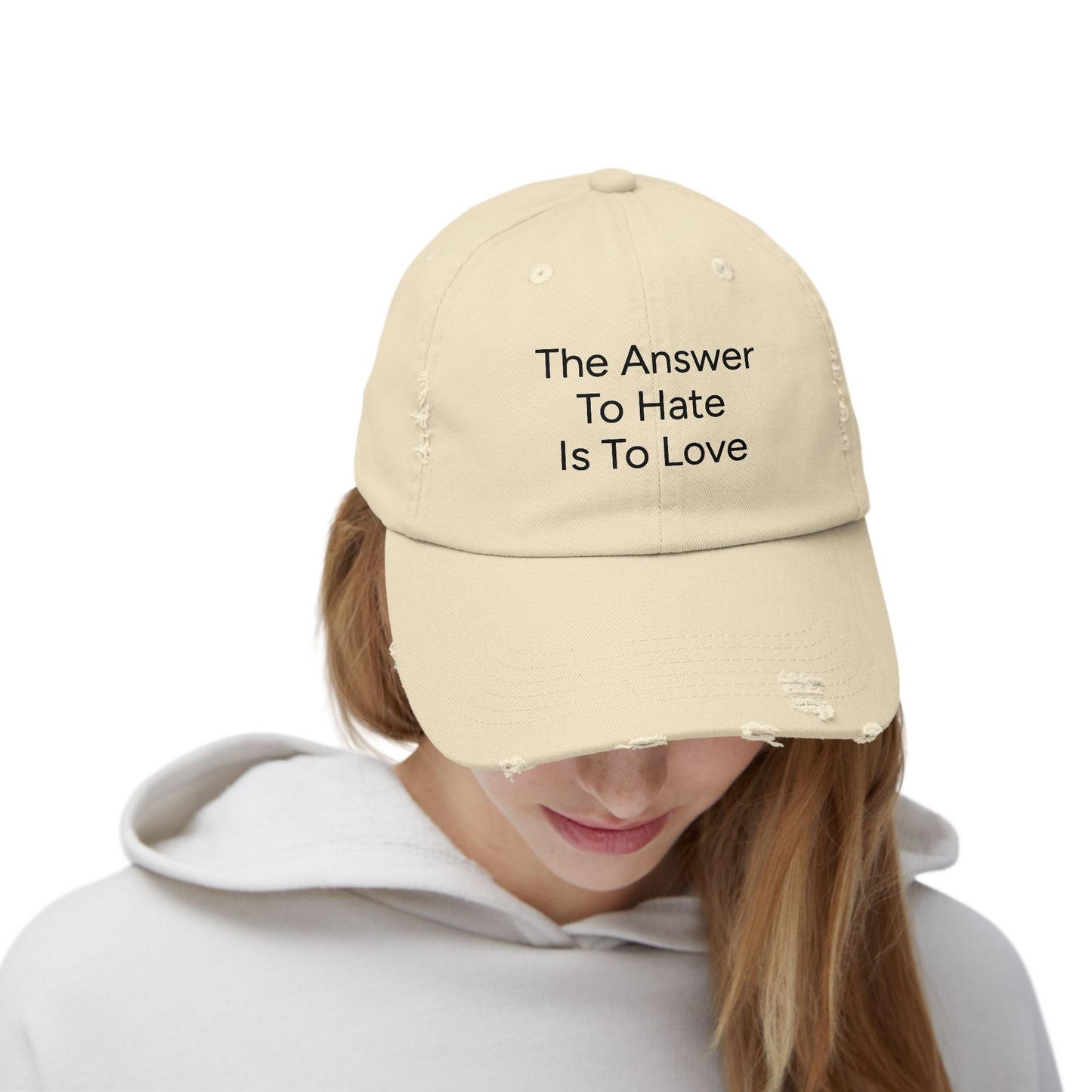 Distressed Cap - The Answer To Hate Is To Love
