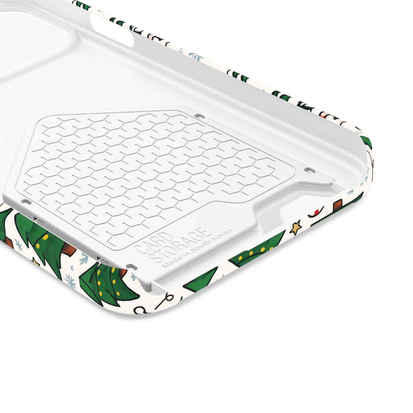 Festive Christmas Trees Phone Card Case – Holiday Candy Cane & Gift Pattern