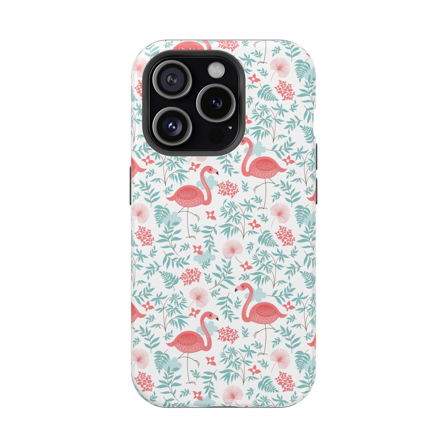 Flamingo Floral Impact Phone Case — Shockproof Protective Cover with Pink Flamingo & Botanical Pattern