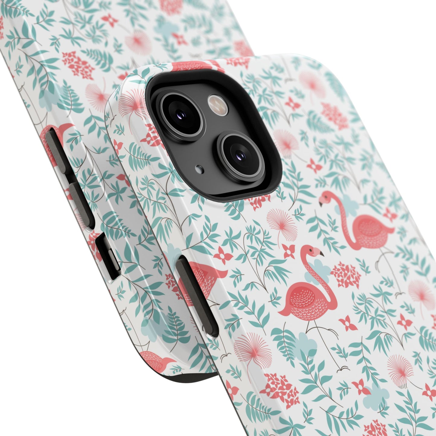 Flamingo Floral Impact Phone Case — Shockproof Protective Cover with Pink Flamingo & Botanical Pattern