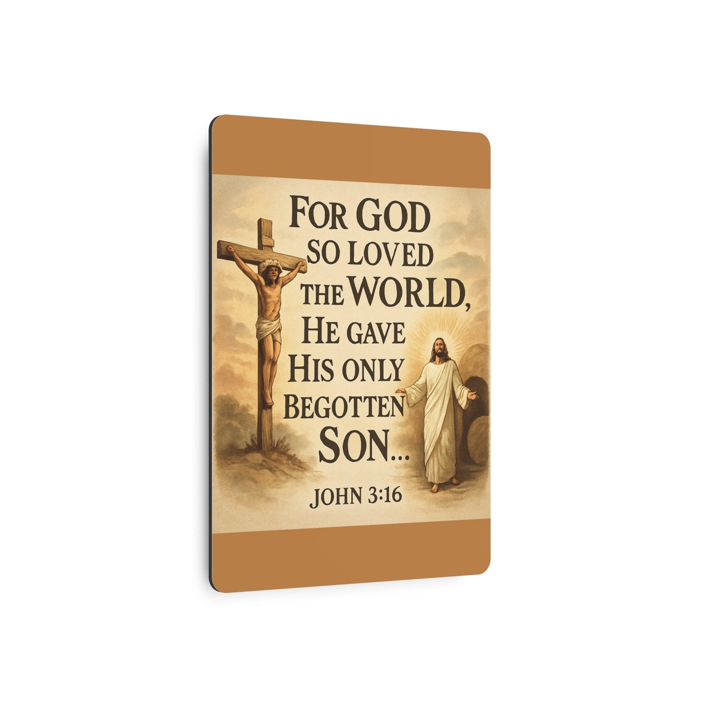 God So Loved the World Metal Art Sign — Jesus Scripture Wall Decor