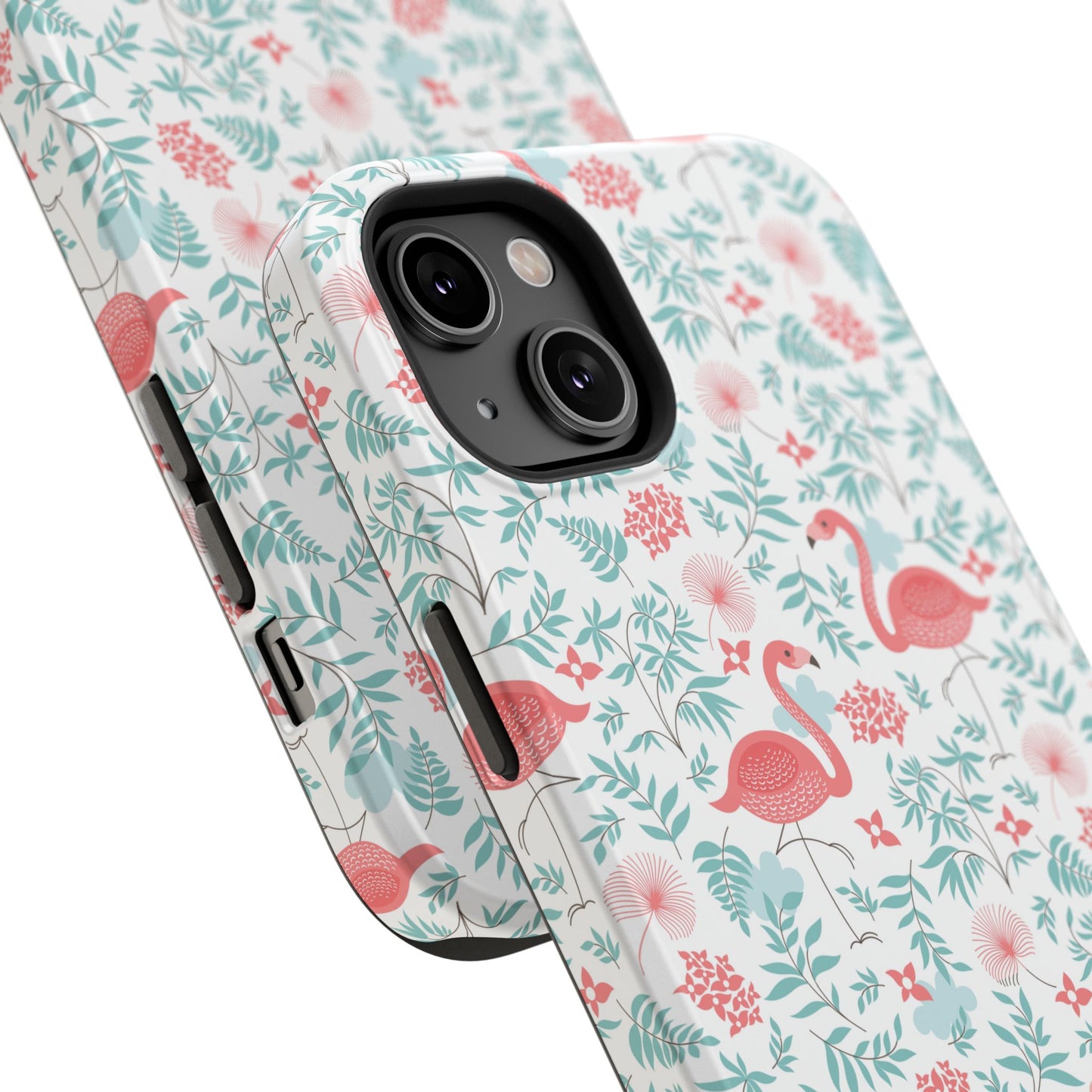 Flamingo Floral Impact Phone Case — Shockproof Protective Cover with Pink Flamingo & Botanical Pattern