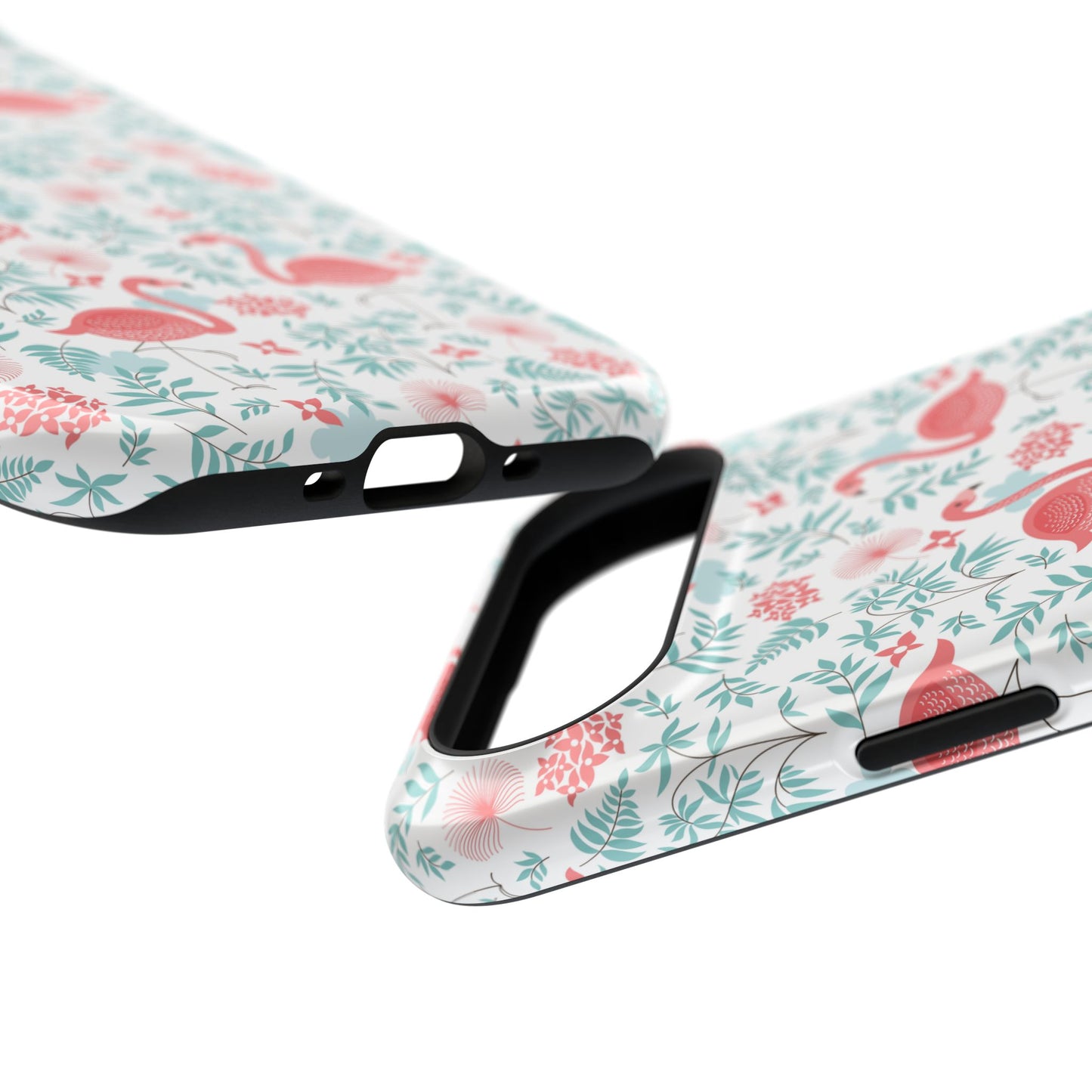 Flamingo Floral Impact Phone Case — Shockproof Protective Cover with Pink Flamingo & Botanical Pattern