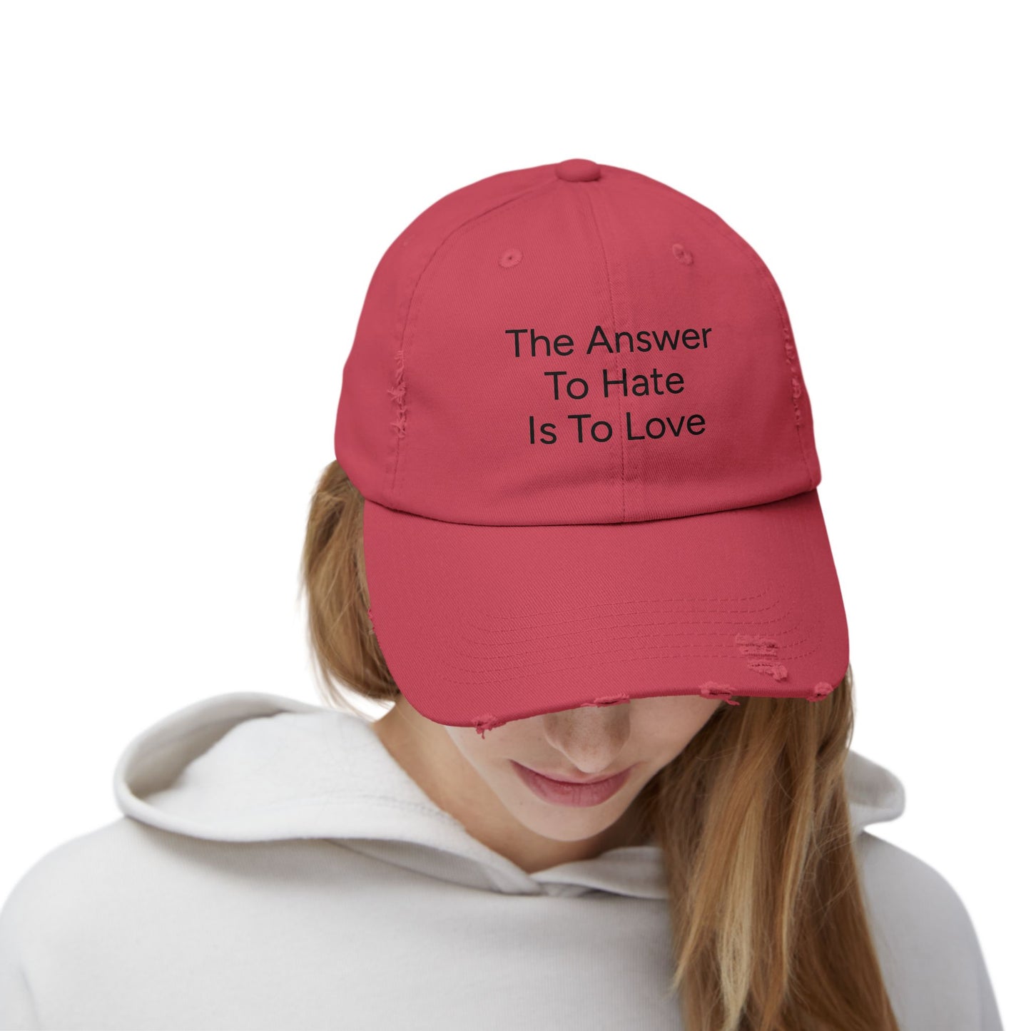 Distressed Cap - The Answer To Hate Is To Love