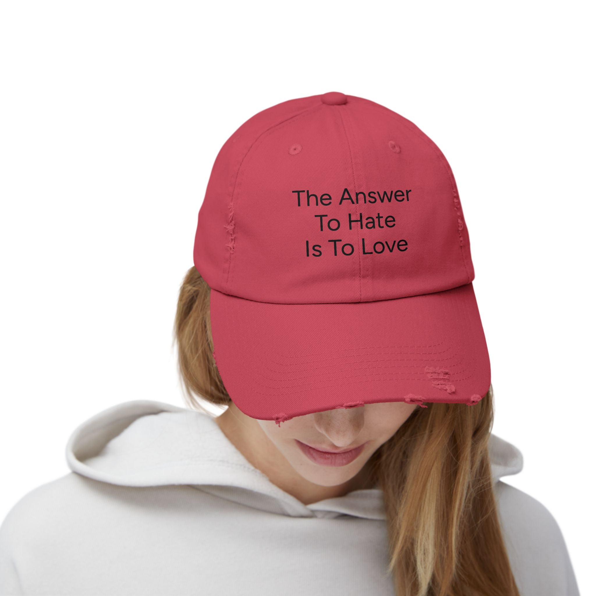 Distressed Cap - The Answer To Hate Is To Love