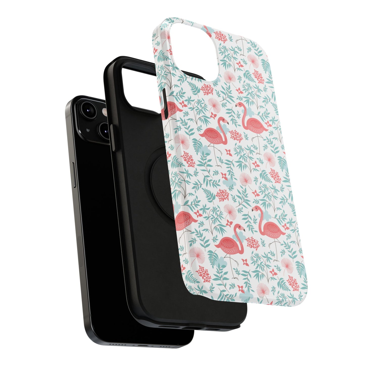 Flamingo Floral Impact Phone Case — Shockproof Protective Cover with Pink Flamingo & Botanical Pattern