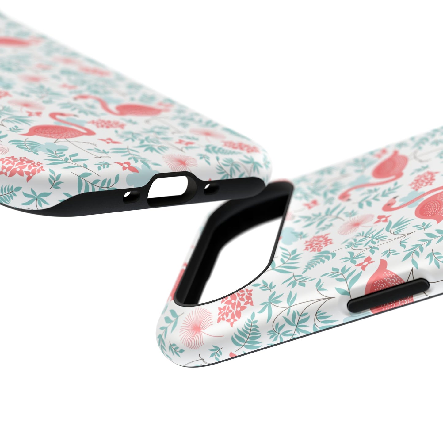 Flamingo Floral Impact Phone Case — Shockproof Protective Cover with Pink Flamingo & Botanical Pattern
