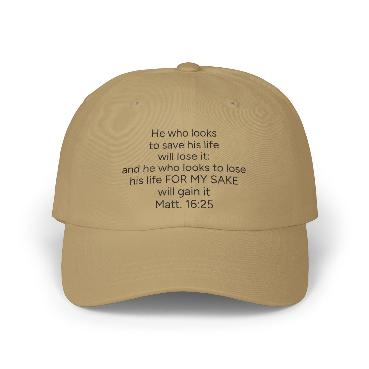 Christian Dad Cap – Matthew 16:25 Embroidered Baseball Hat