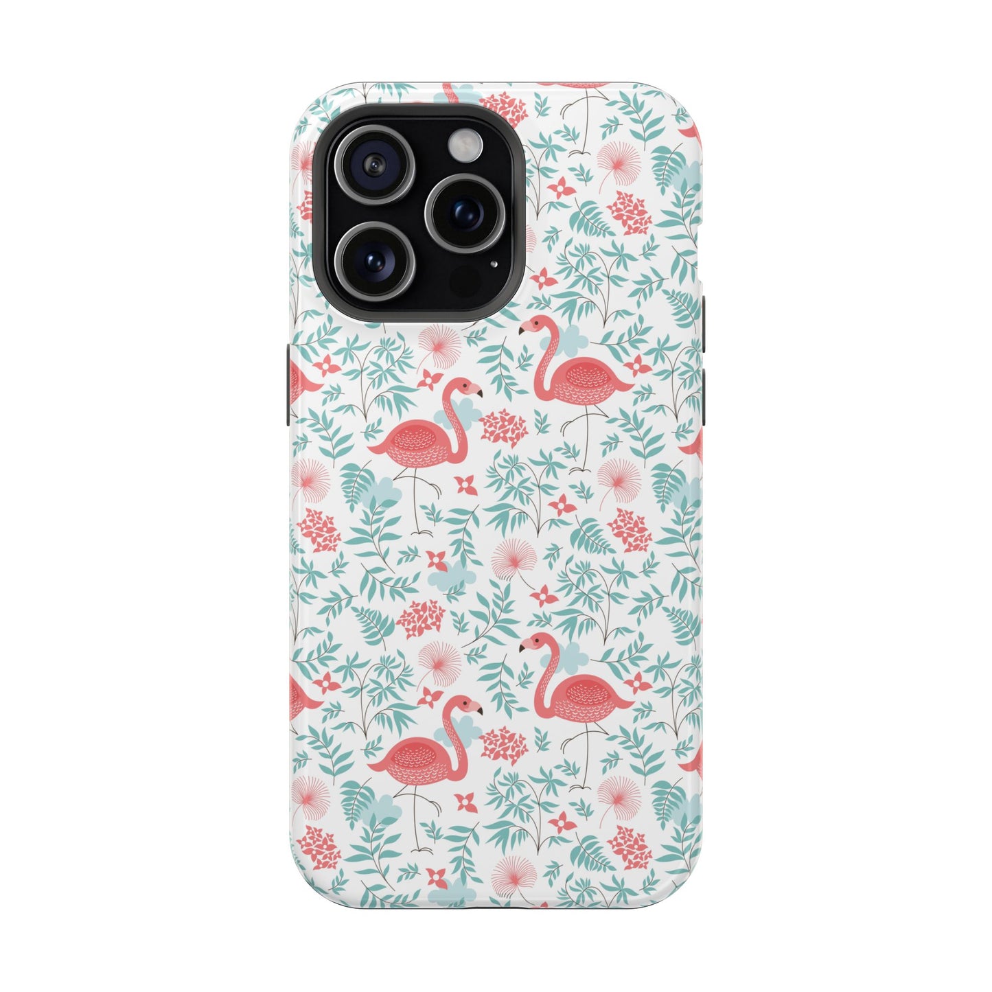 Flamingo Floral Impact Phone Case — Shockproof Protective Cover with Pink Flamingo & Botanical Pattern