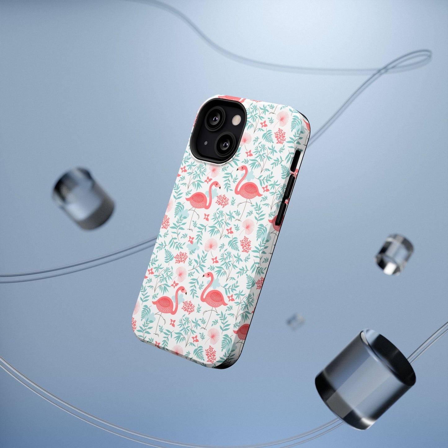 Flamingo Floral Impact Phone Case — Shockproof Protective Cover with Pink Flamingo & Botanical Pattern