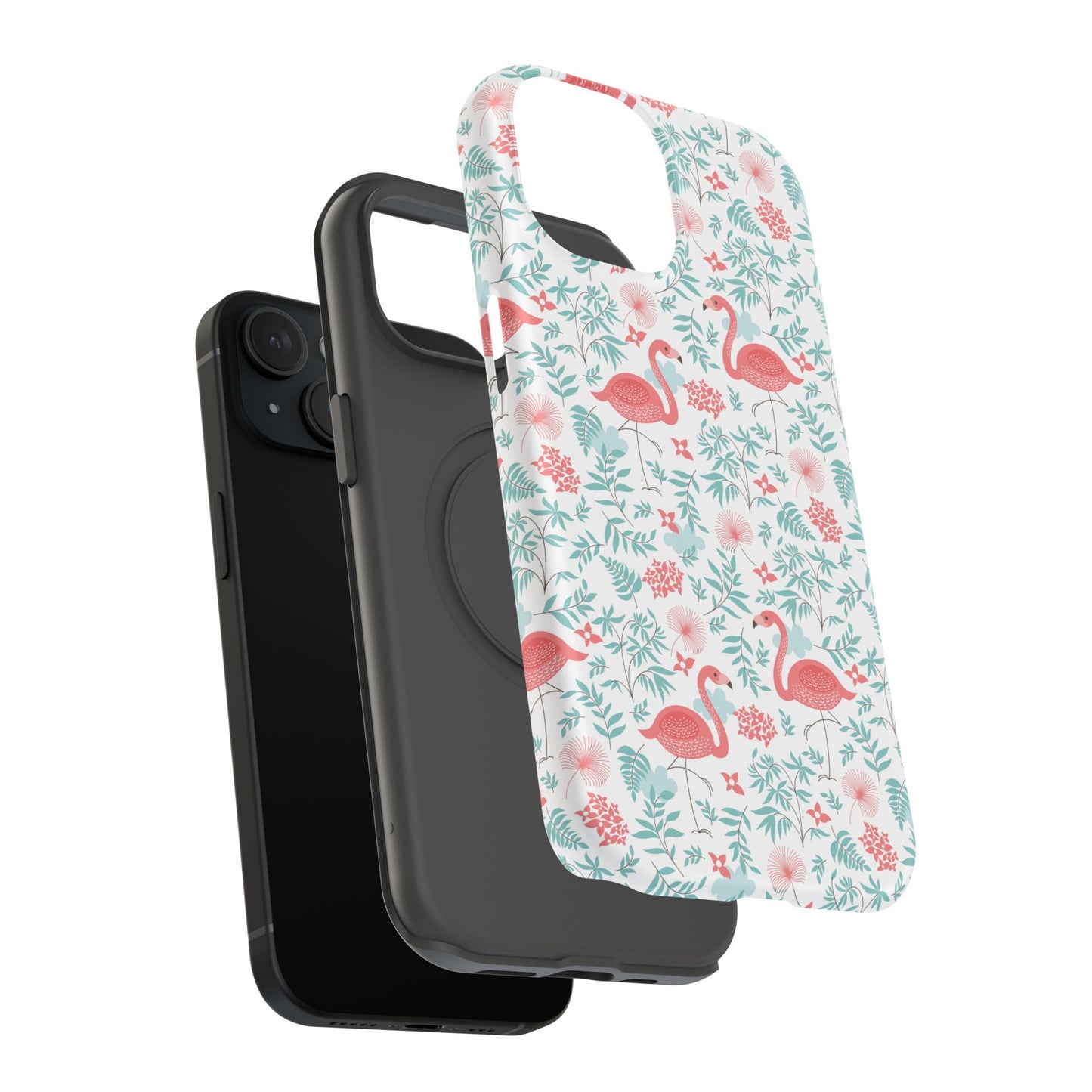 Flamingo Floral Impact Phone Case — Shockproof Protective Cover with Pink Flamingo & Botanical Pattern