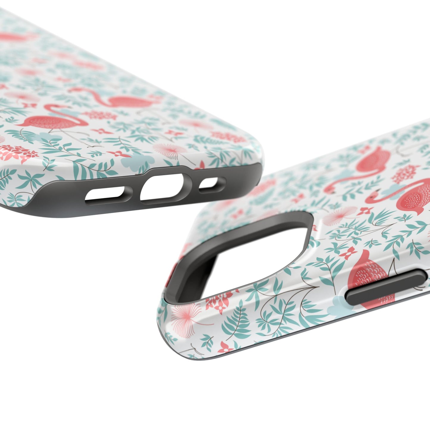 Flamingo Floral Impact Phone Case — Shockproof Protective Cover with Pink Flamingo & Botanical Pattern