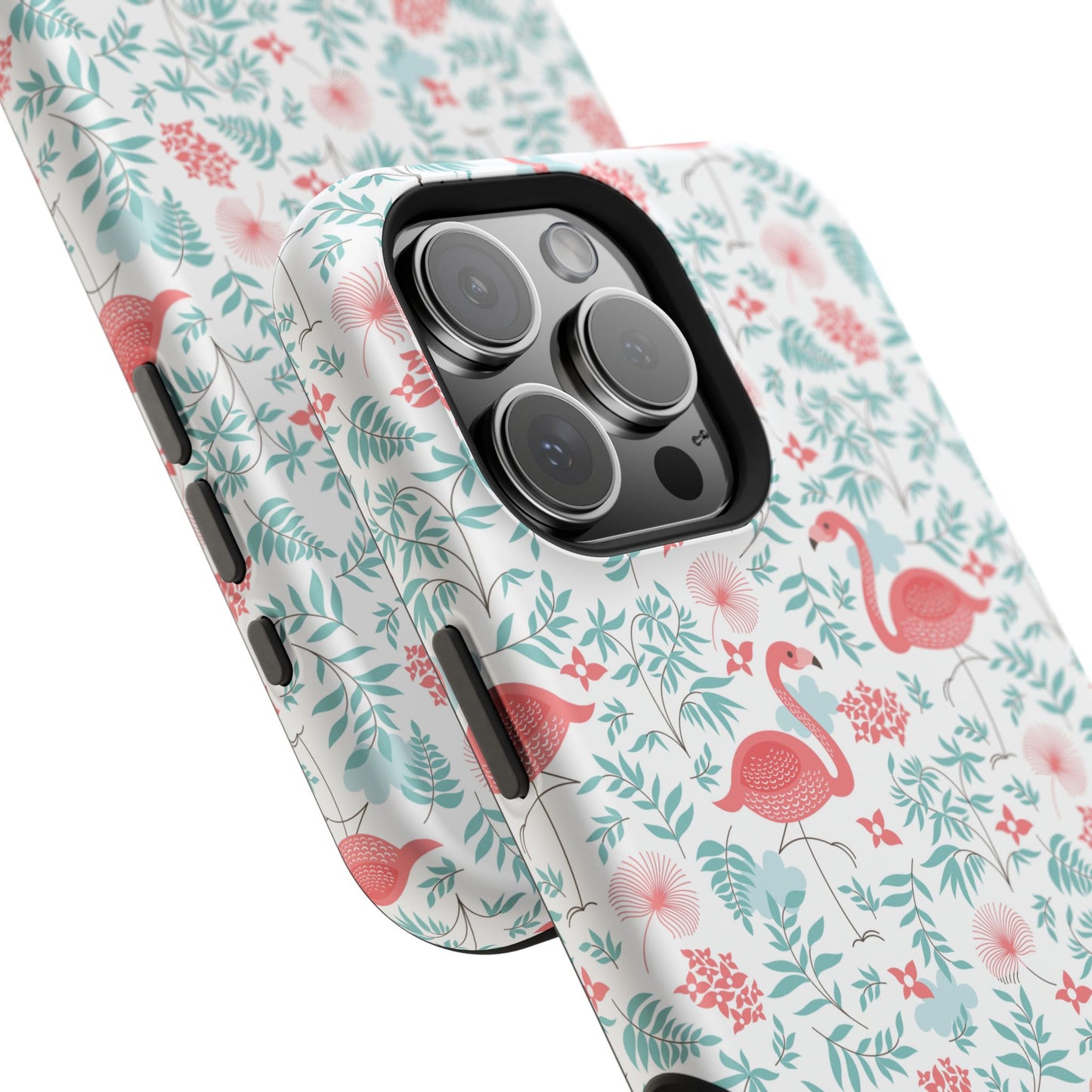 Flamingo Floral Impact Phone Case — Shockproof Protective Cover with Pink Flamingo & Botanical Pattern