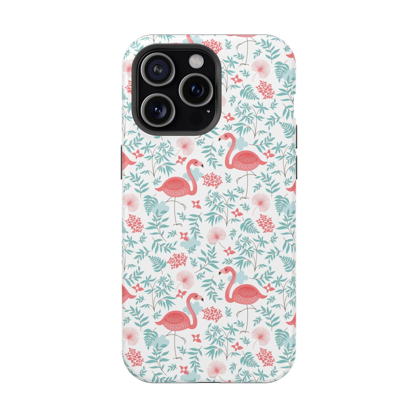 Flamingo Floral Impact Phone Case — Shockproof Protective Cover with Pink Flamingo & Botanical Pattern