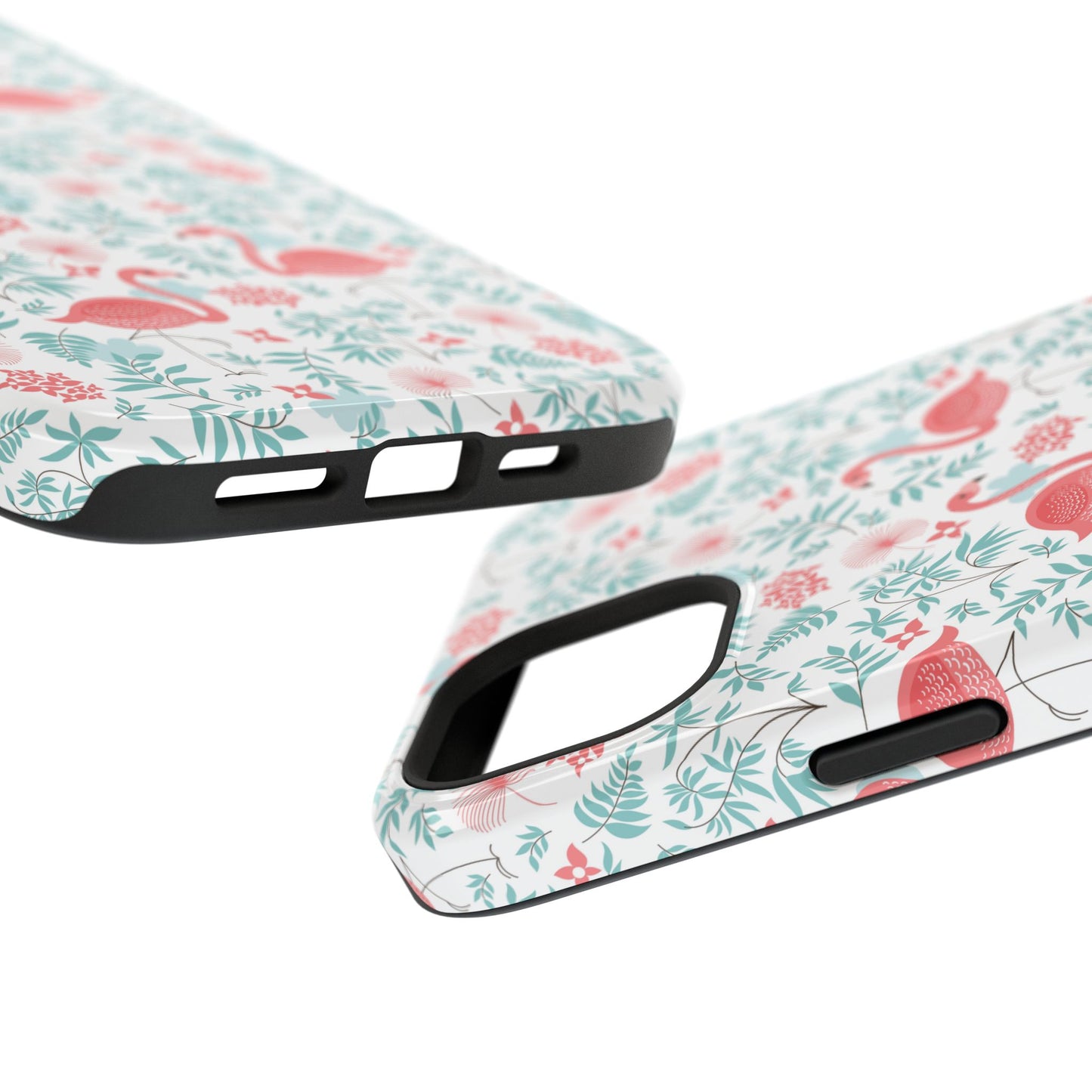 Flamingo Floral Impact Phone Case — Shockproof Protective Cover with Pink Flamingo & Botanical Pattern