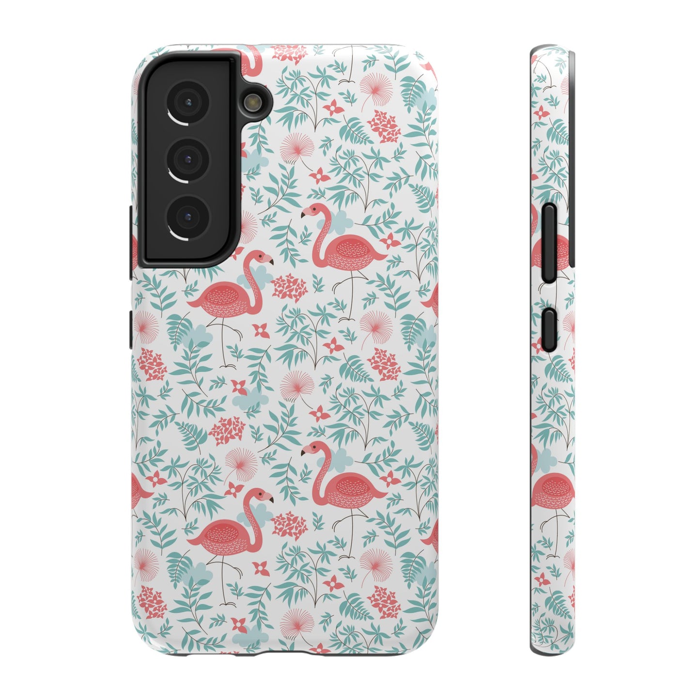 Flamingo Floral Impact Phone Case — Shockproof Protective Cover with Pink Flamingo & Botanical Pattern