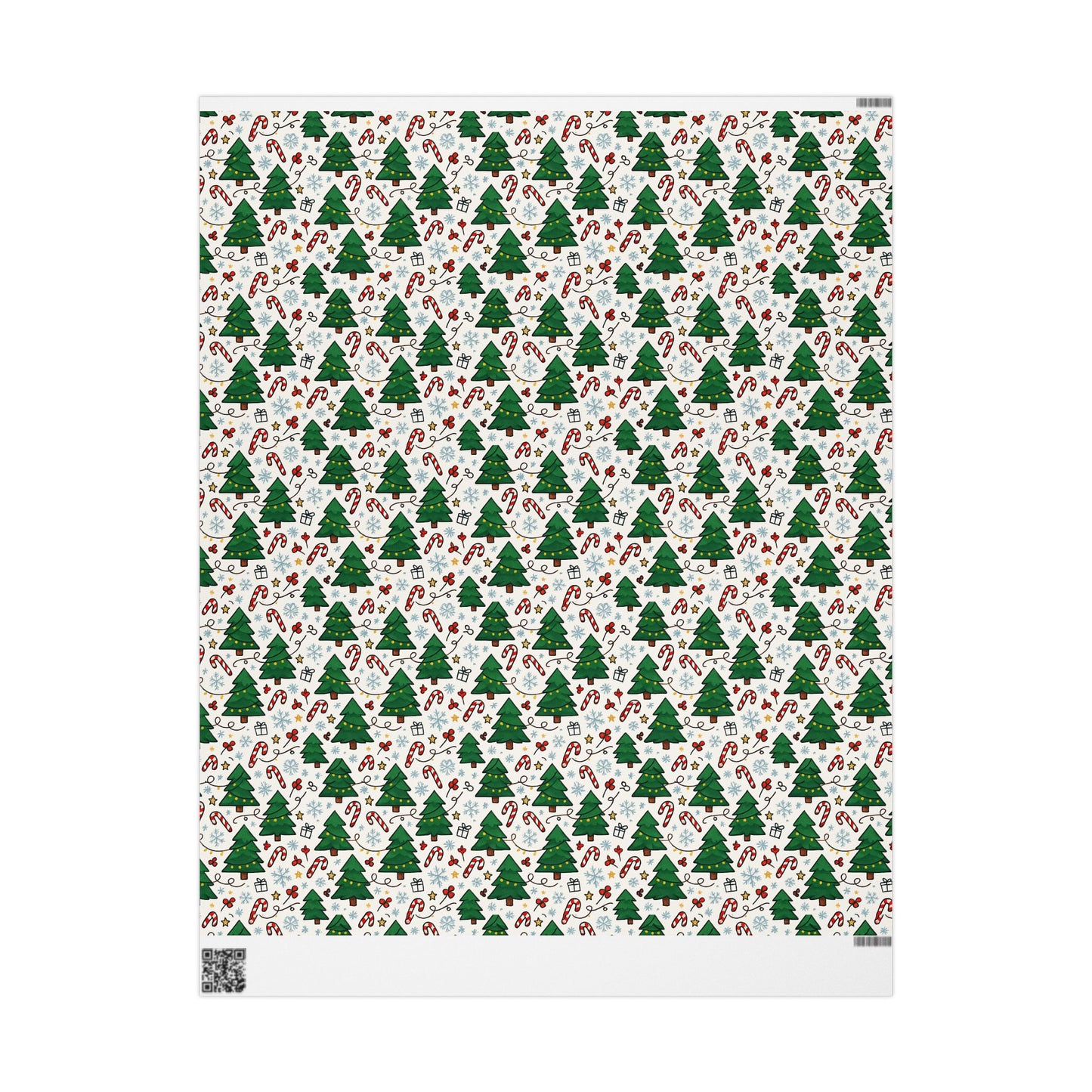 Christmas Trees & Candy Canes Wrapping Paper Roll — Festive Holiday Gift Wrap