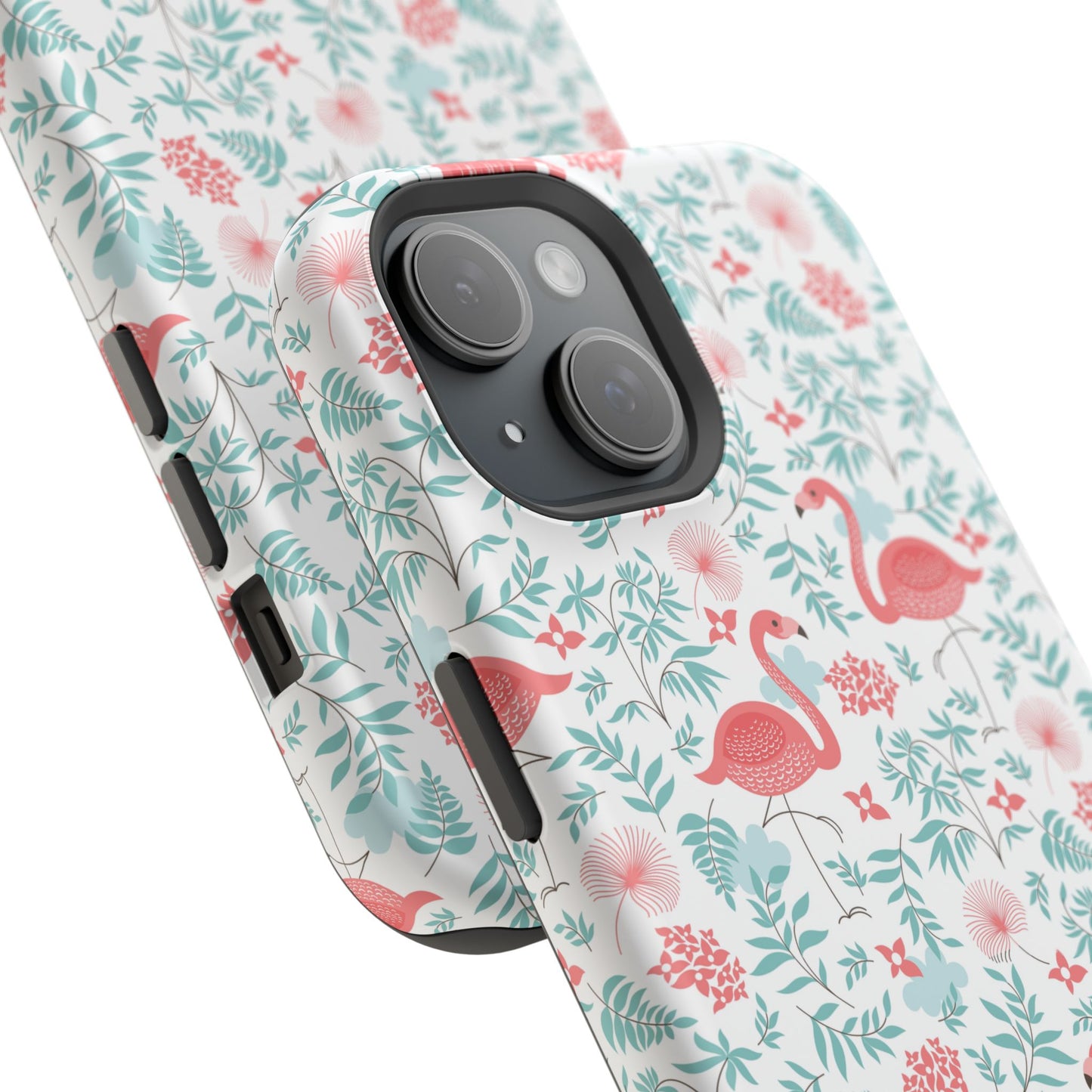 Flamingo Floral Impact Phone Case — Shockproof Protective Cover with Pink Flamingo & Botanical Pattern