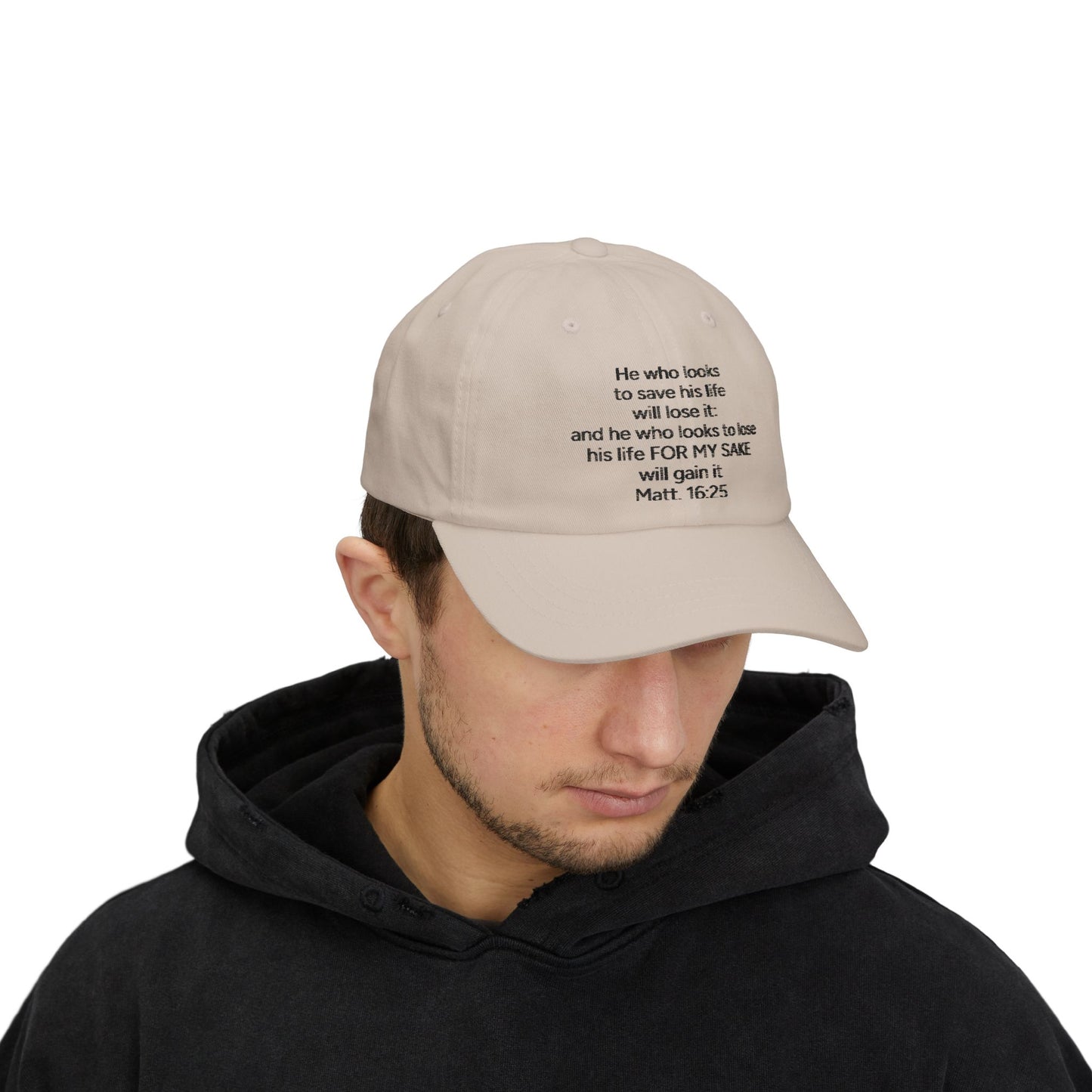 Christian Dad Cap – Matthew 16:25 Embroidered Baseball Hat