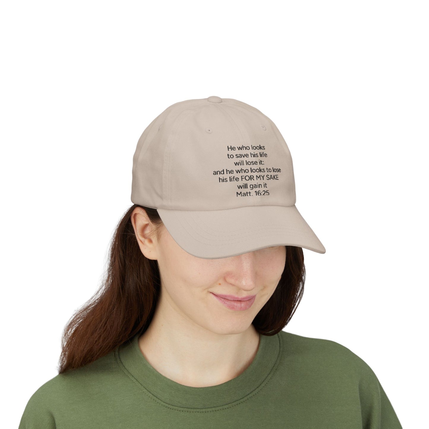 Christian Dad Cap – Matthew 16:25 Embroidered Baseball Hat