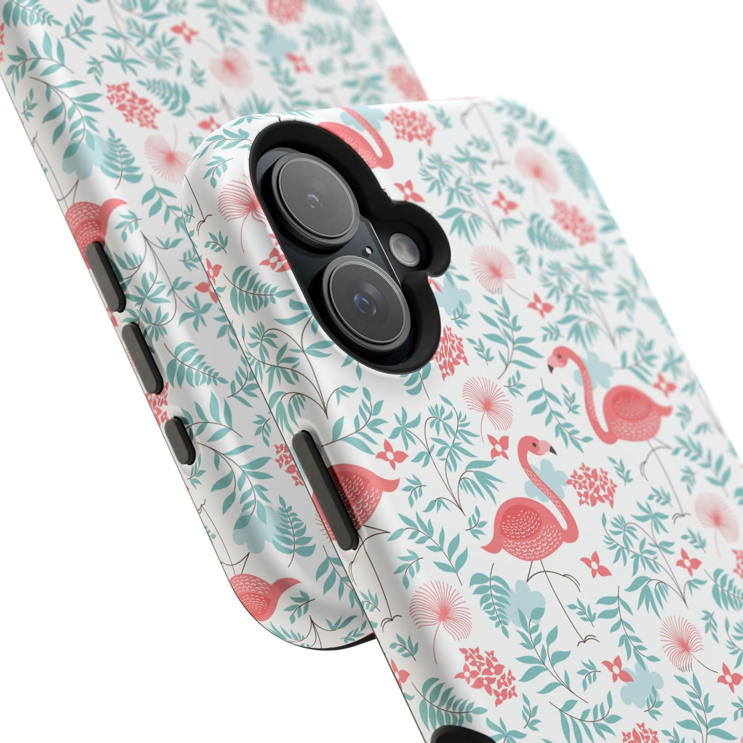 Flamingo Floral Impact Phone Case — Shockproof Protective Cover with Pink Flamingo & Botanical Pattern