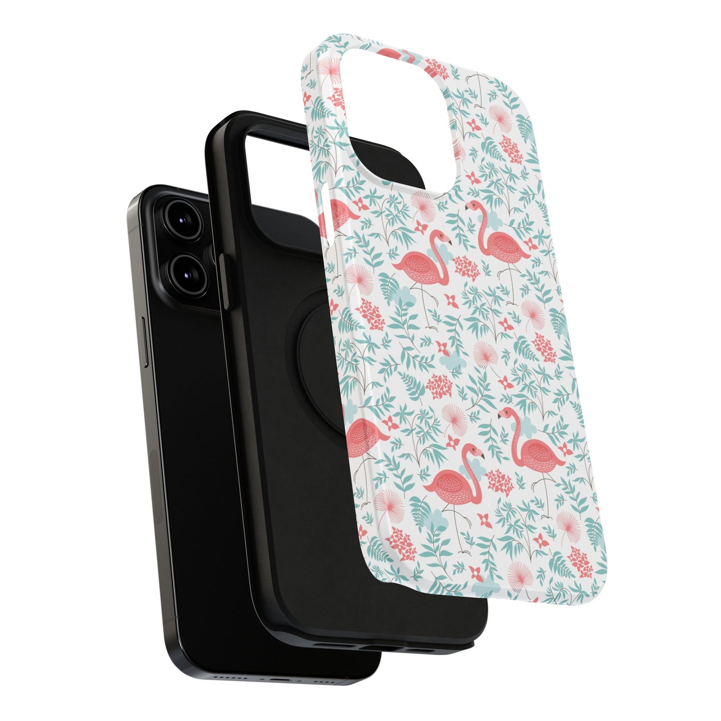 Flamingo Floral Impact Phone Case — Shockproof Protective Cover with Pink Flamingo & Botanical Pattern