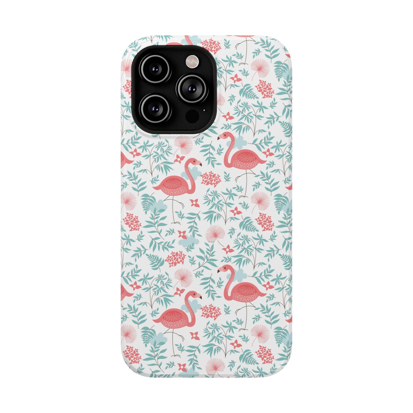 Flamingo Floral Impact Phone Case — Shockproof Protective Cover with Pink Flamingo & Botanical Pattern