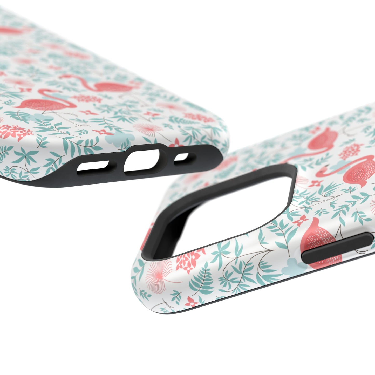 Flamingo Floral Impact Phone Case — Shockproof Protective Cover with Pink Flamingo & Botanical Pattern
