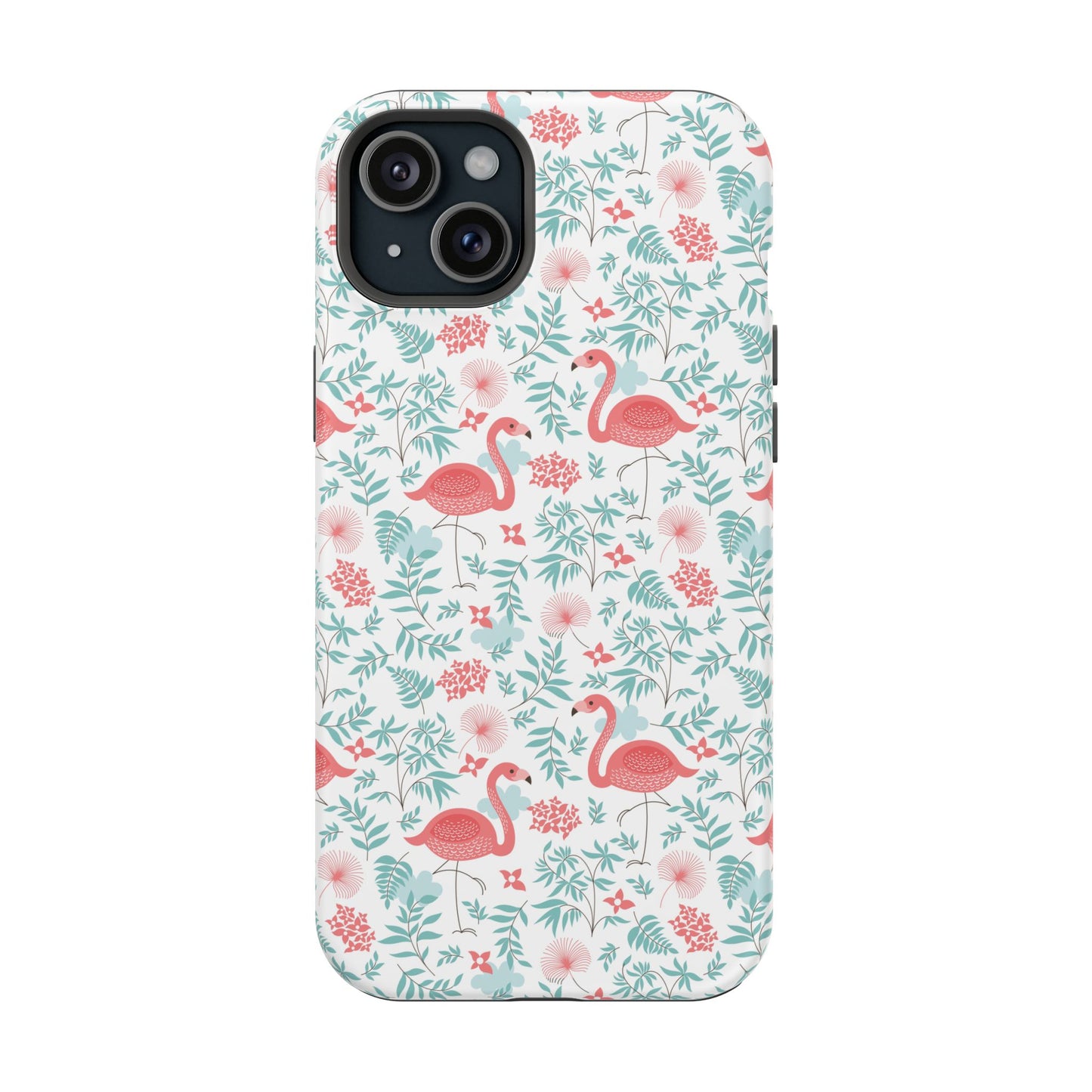 Flamingo Floral Impact Phone Case — Shockproof Protective Cover with Pink Flamingo & Botanical Pattern