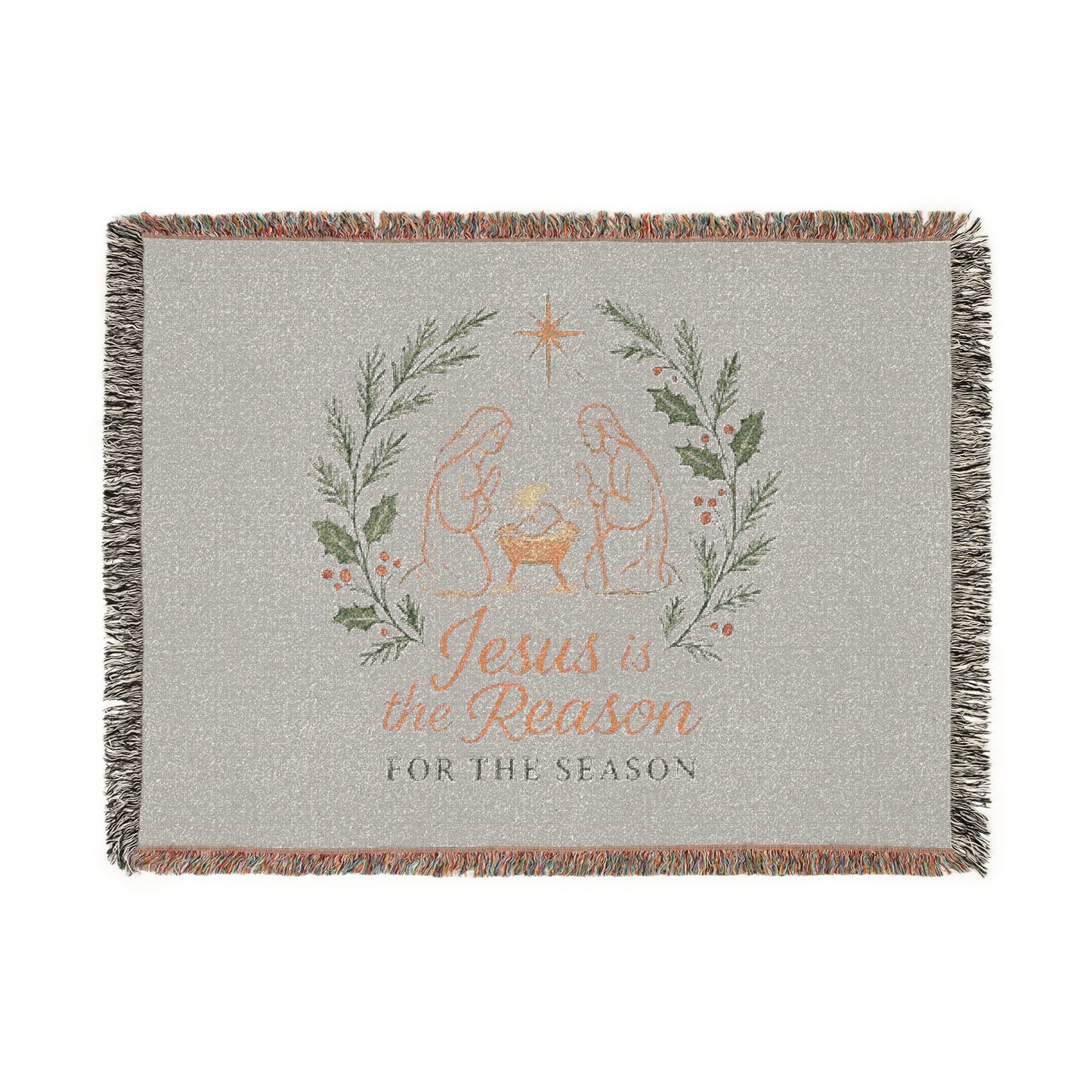 Jesus Is the Reason Woven Blanket — Nativity Christmas Throw