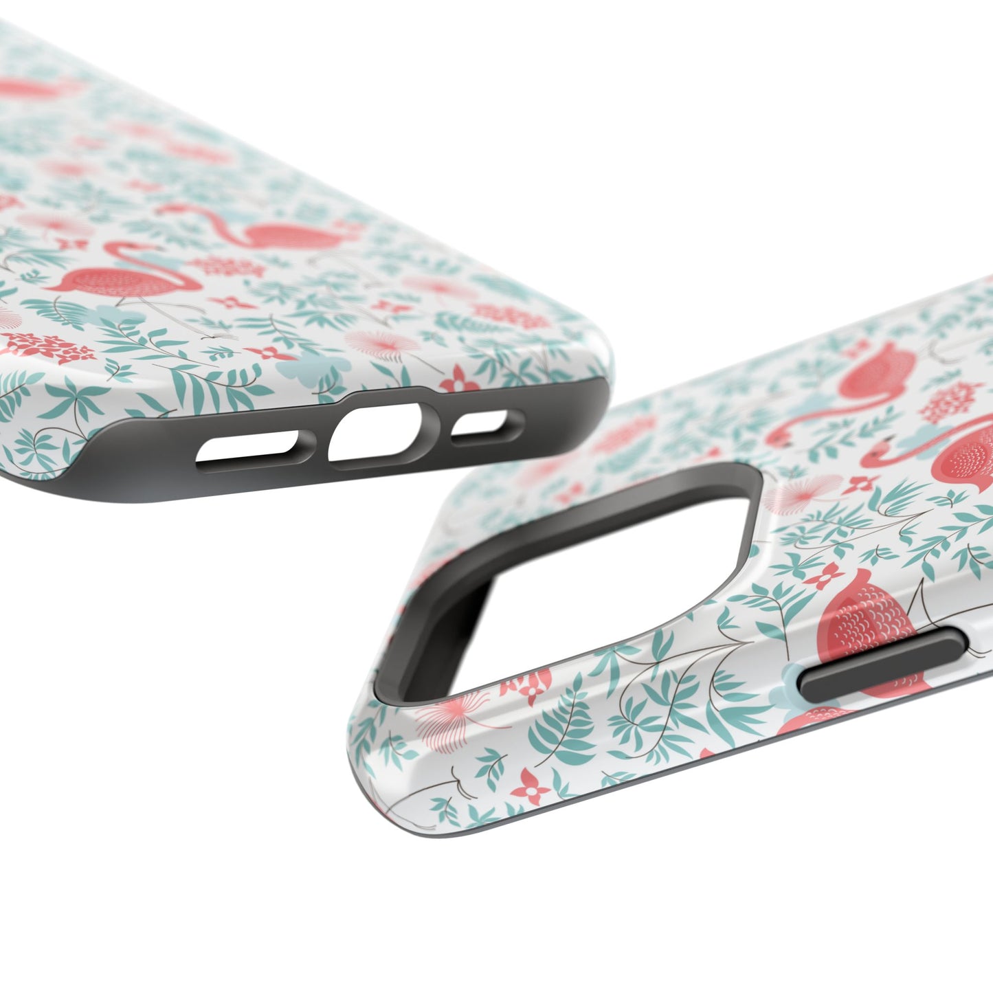 Flamingo Floral Impact Phone Case — Shockproof Protective Cover with Pink Flamingo & Botanical Pattern