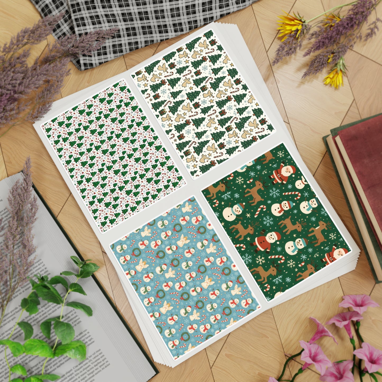 Holographic Holiday Sticker Sheets — 10-Pack Christmas Window Decals