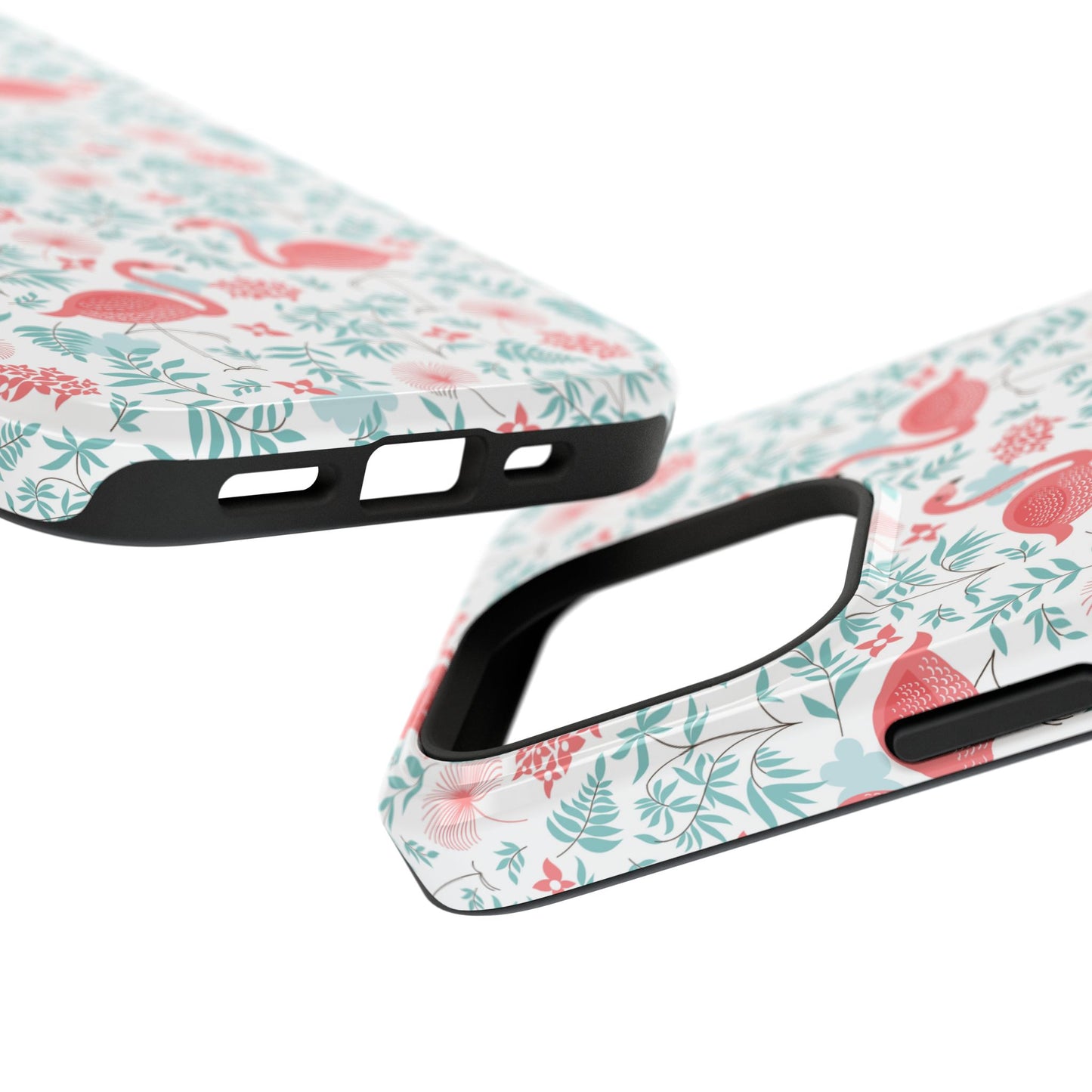 Flamingo Floral Impact Phone Case — Shockproof Protective Cover with Pink Flamingo & Botanical Pattern