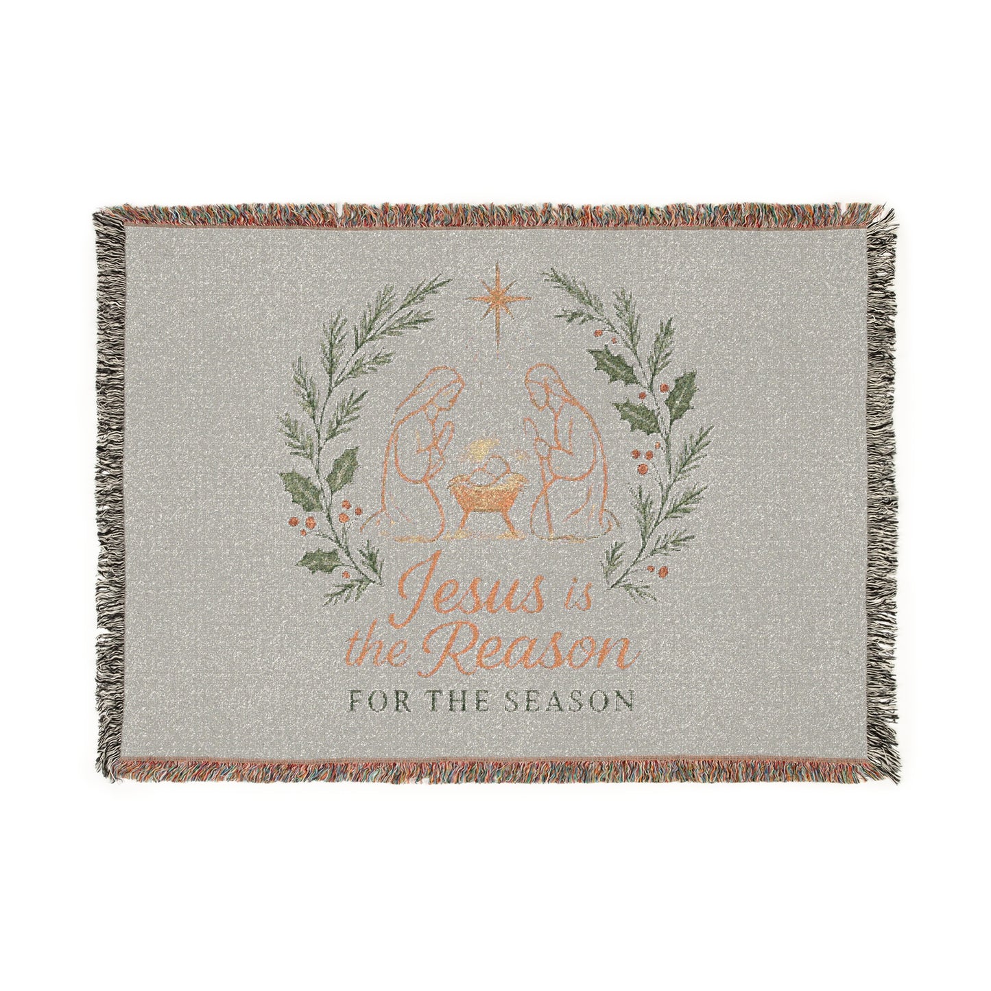 Jesus Is the Reason Woven Blanket — Nativity Christmas Throw