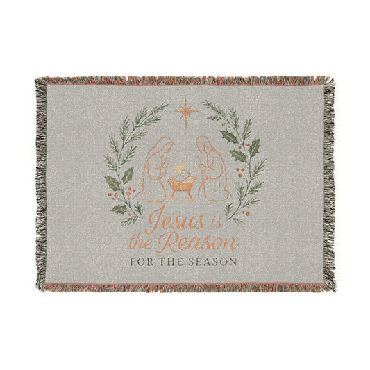 Jesus Is the Reason Woven Blanket — Nativity Christmas Throw