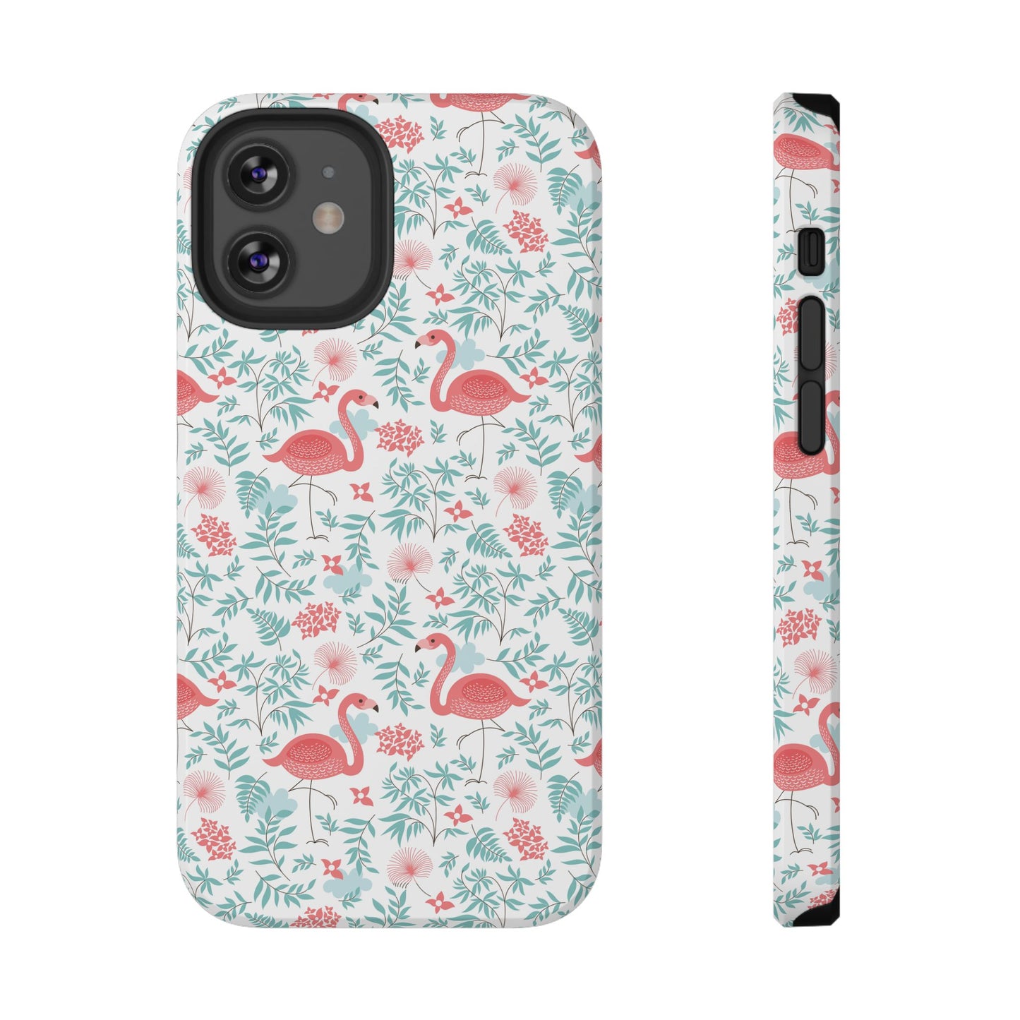 Flamingo Floral Impact Phone Case — Shockproof Protective Cover with Pink Flamingo & Botanical Pattern