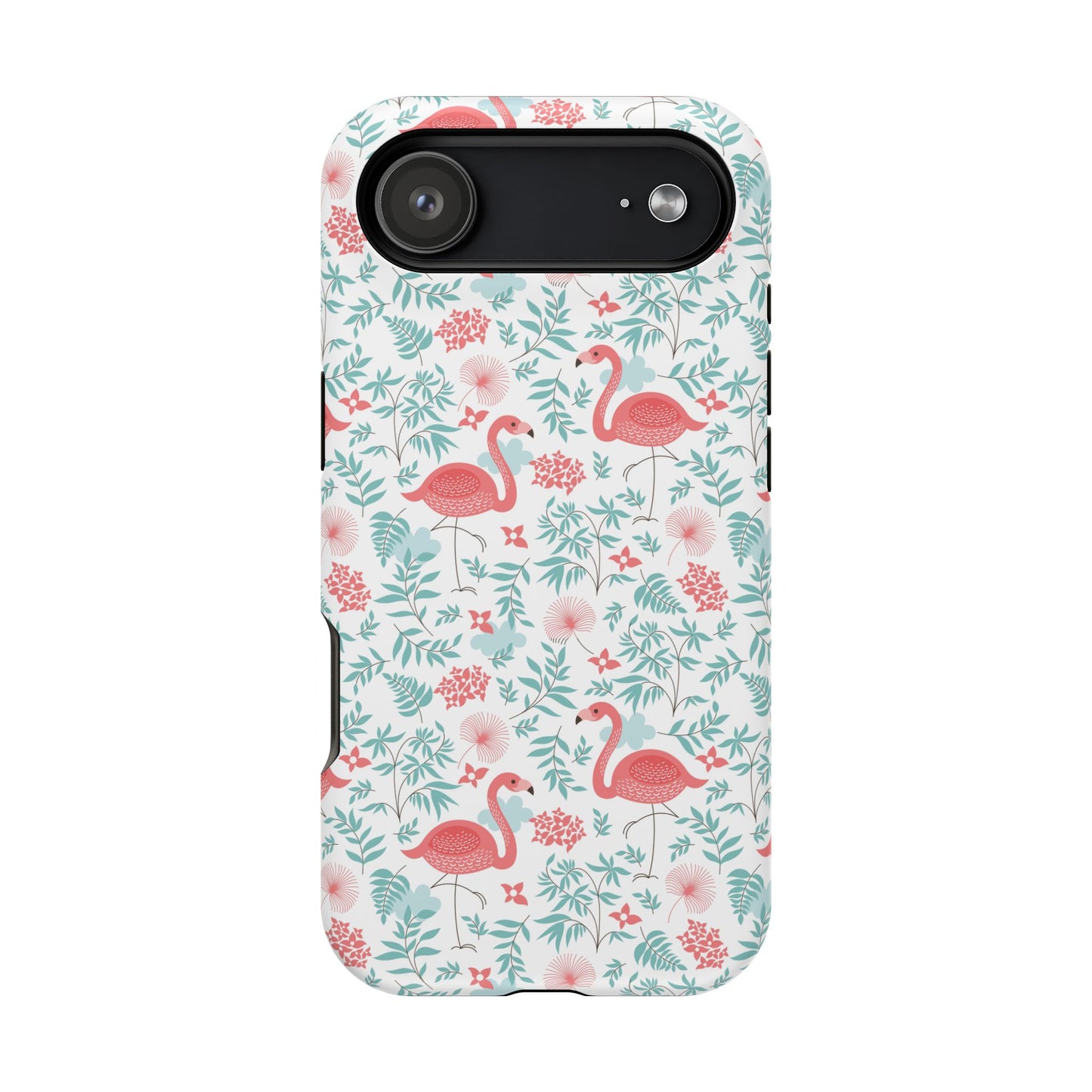 Flamingo Floral Impact Phone Case — Shockproof Protective Cover with Pink Flamingo & Botanical Pattern