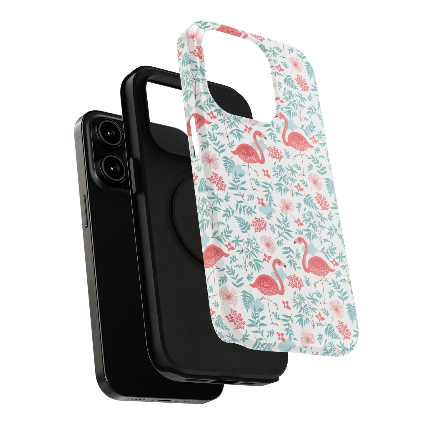 Flamingo Floral Impact Phone Case — Shockproof Protective Cover with Pink Flamingo & Botanical Pattern