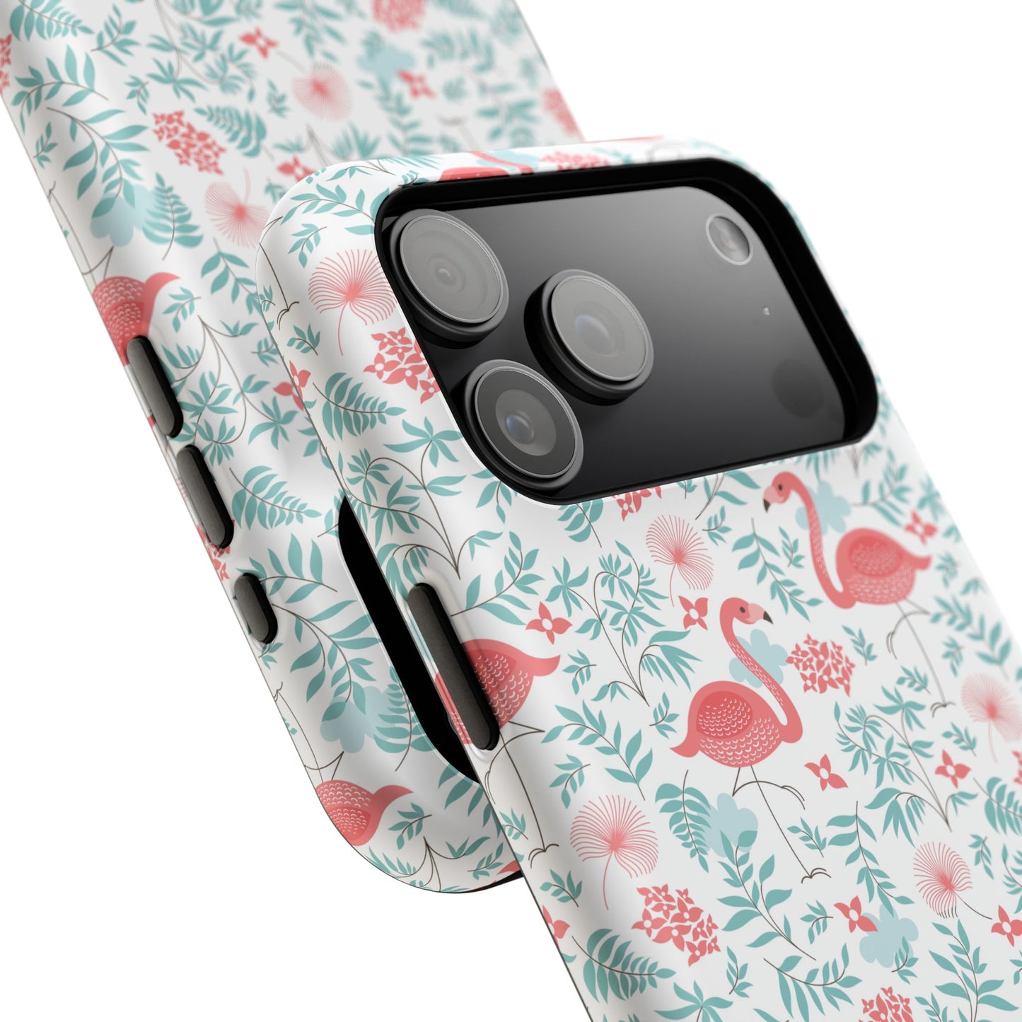Flamingo Floral Impact Phone Case — Shockproof Protective Cover with Pink Flamingo & Botanical Pattern