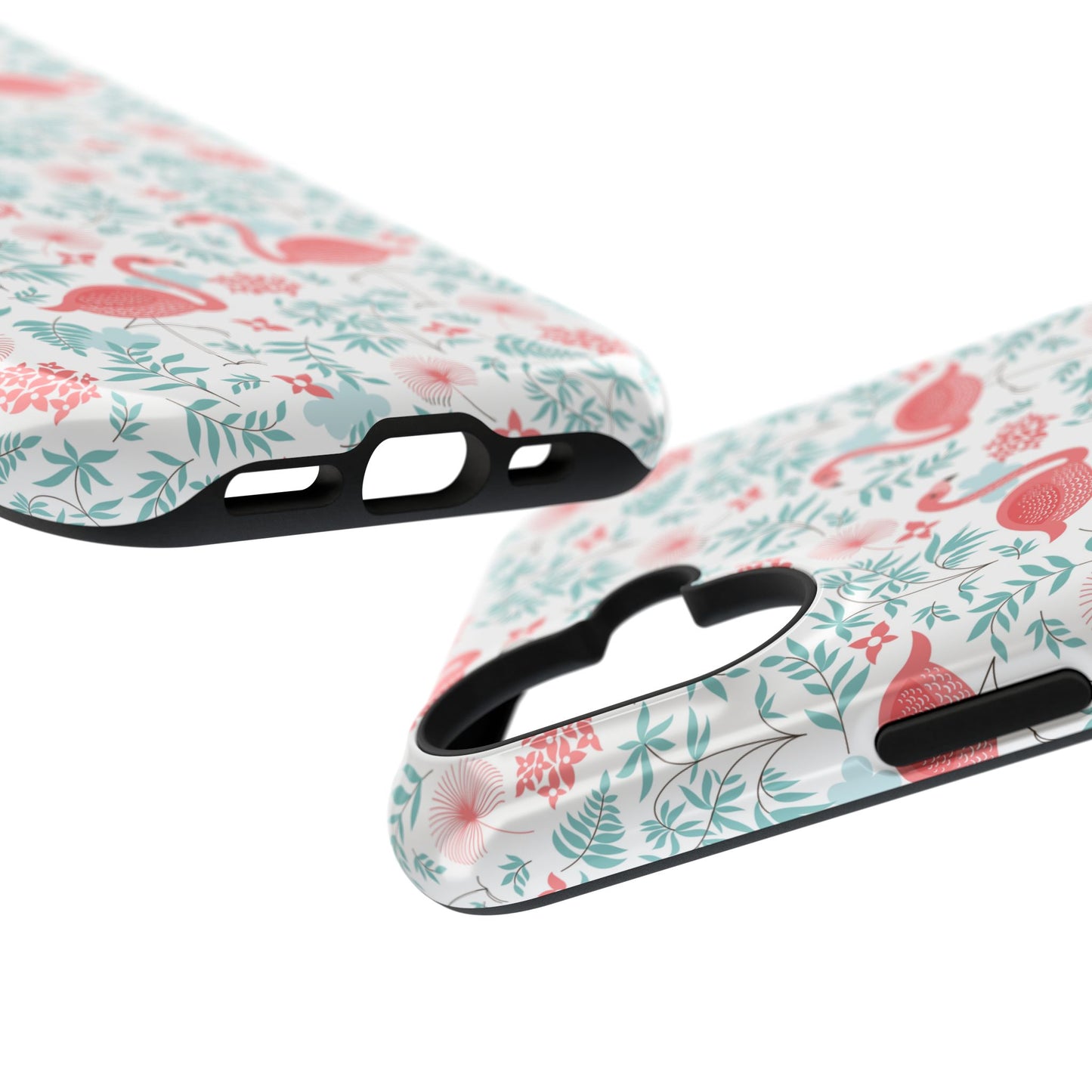 Flamingo Floral Impact Phone Case — Shockproof Protective Cover with Pink Flamingo & Botanical Pattern