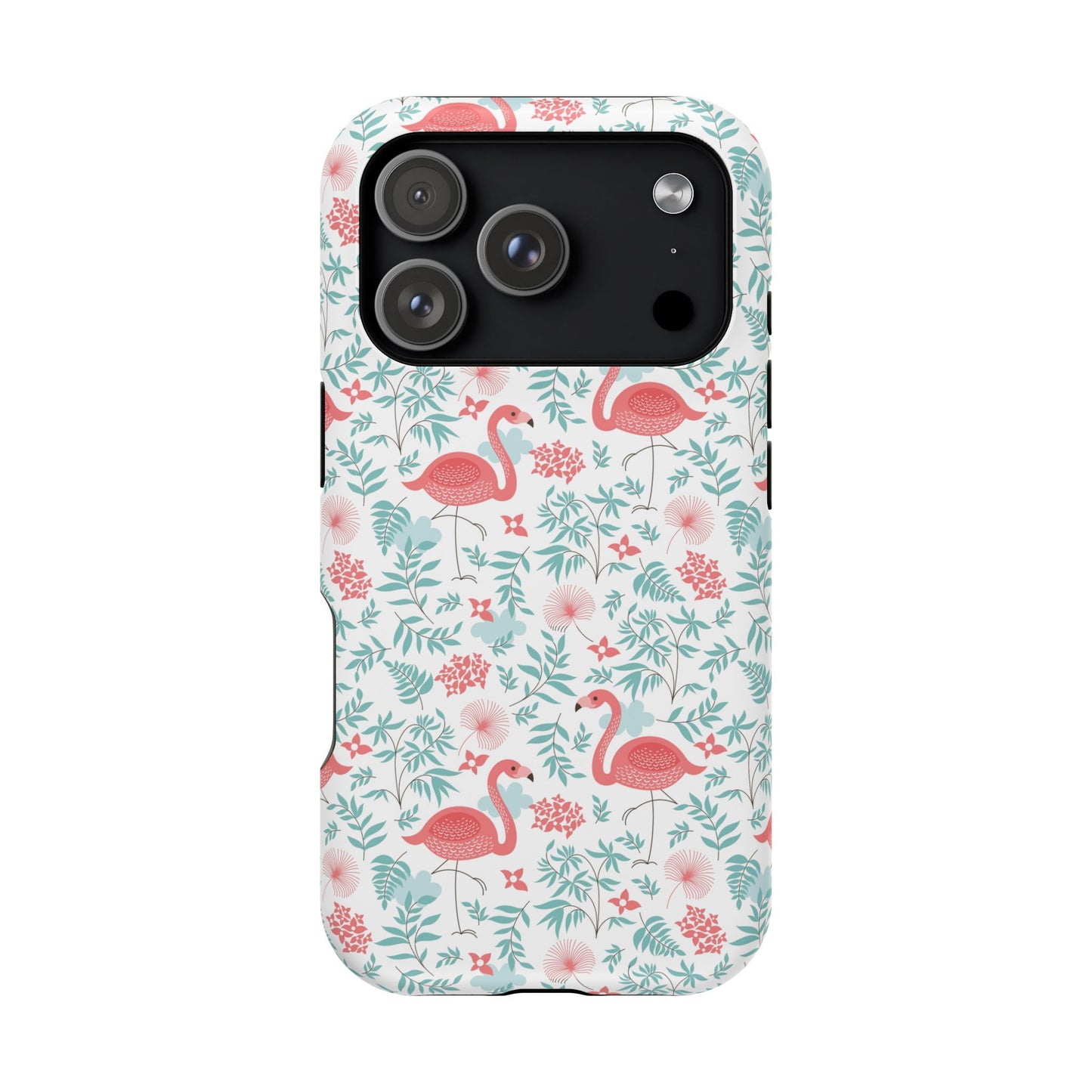 Flamingo Floral Impact Phone Case — Shockproof Protective Cover with Pink Flamingo & Botanical Pattern